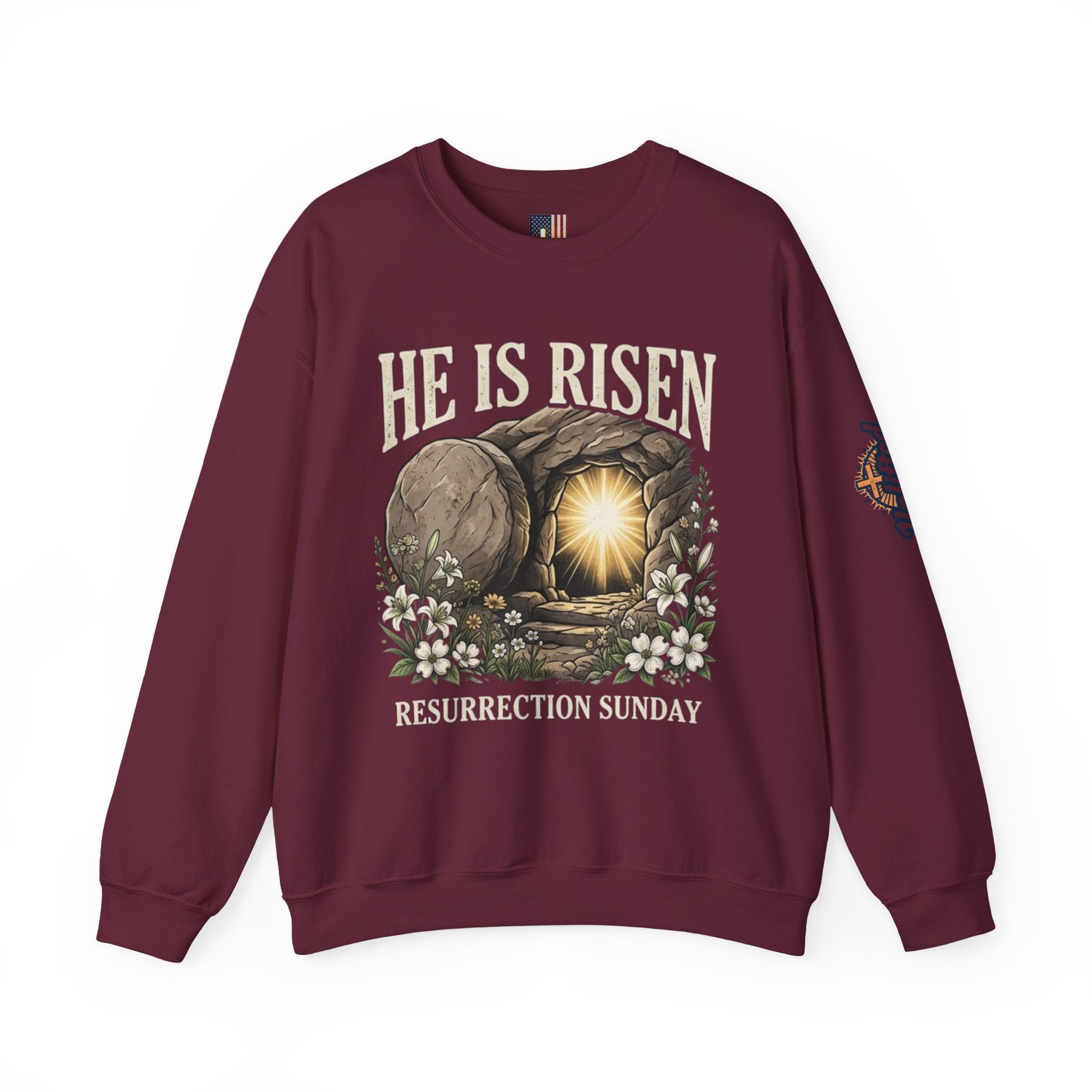 He Is Risen Sweatshirt — Jesus Christ Resurrection Easter Sweatshirt Printify