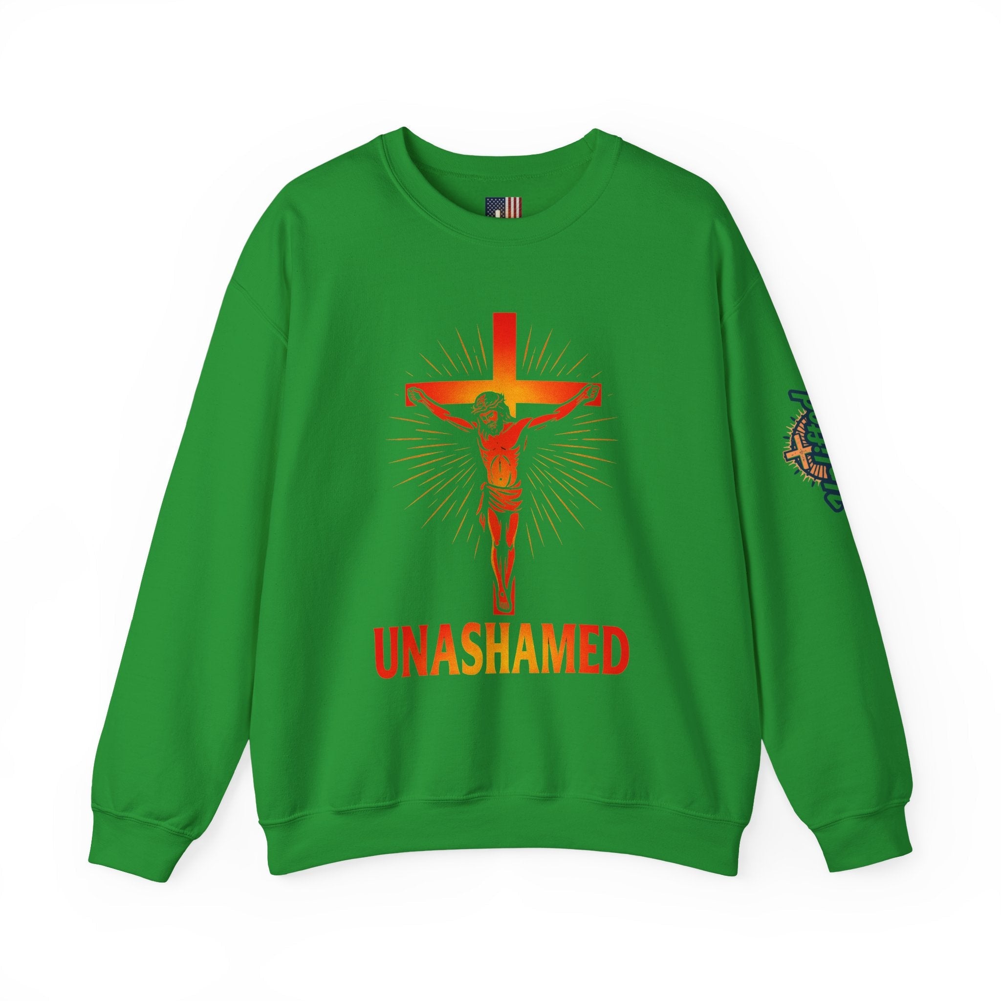 Unashamed Sweatshirt – Romans 1:16 Crucifixion Christian Sweatshirt for Bold Unwavering Faith Printify