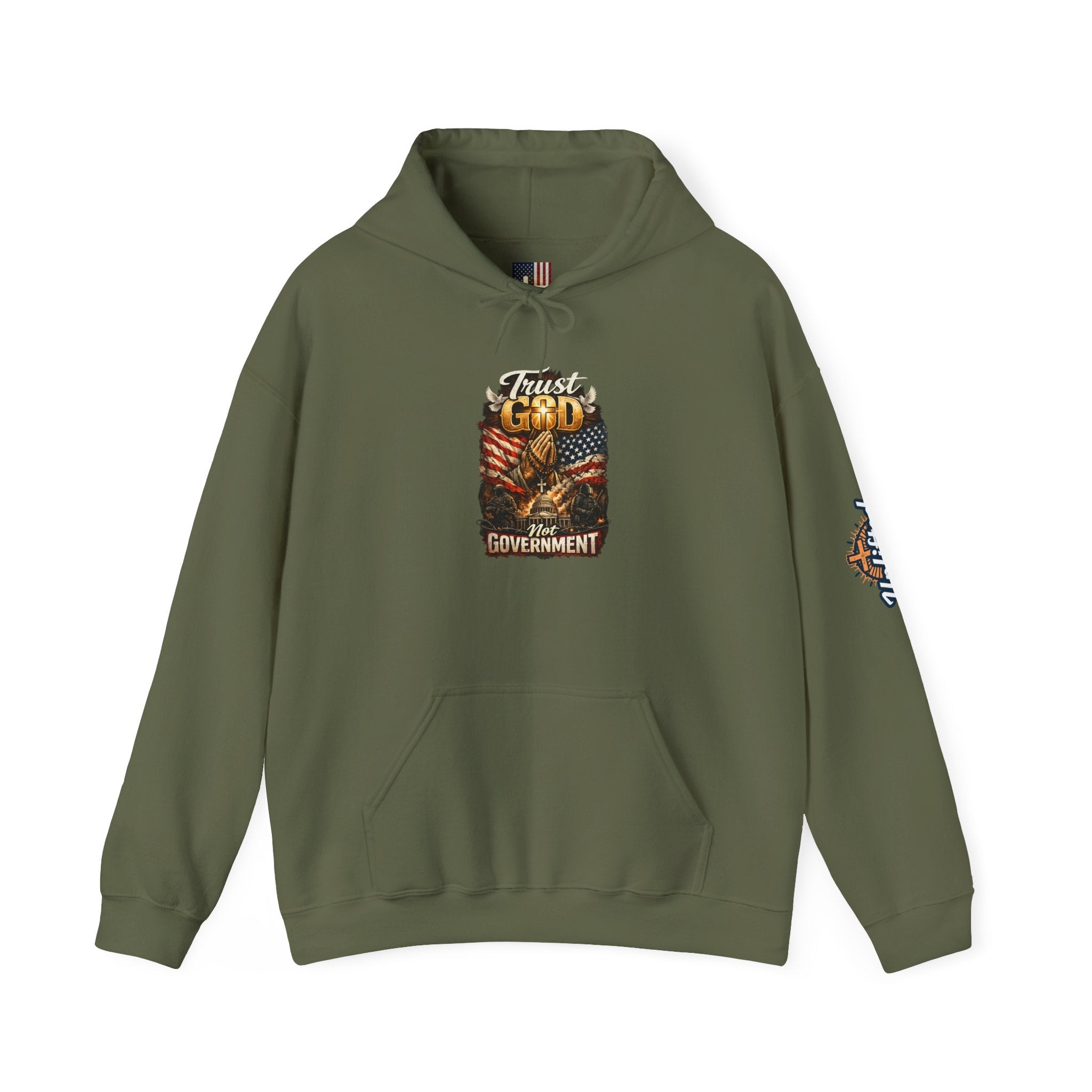 Trust God Not Government Hoodie — Vintage Patriotic Christian Hoodie Printify