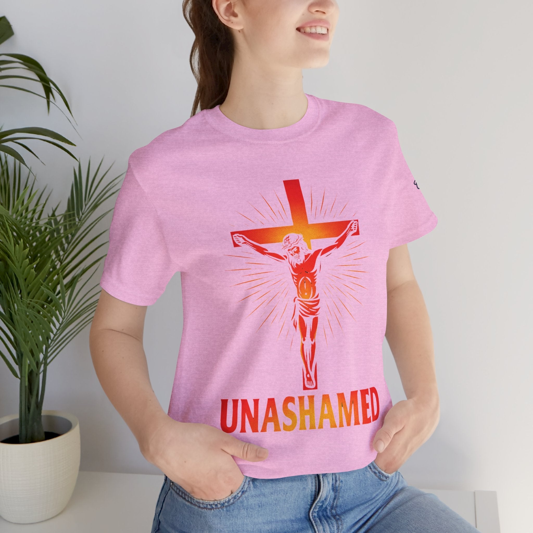 Unashamed T-shirt – Romans 1:16 Crucifixion Christian t-shirt for Bold Unwavering Faith Printify
