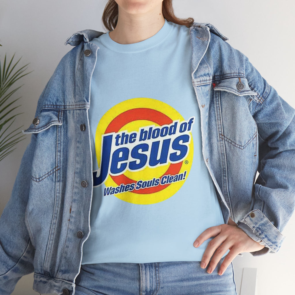 Blood of Jesus Washes Souls Clean T-shirt - Funny Tide Parody - Christian Faith T-shirt Printify