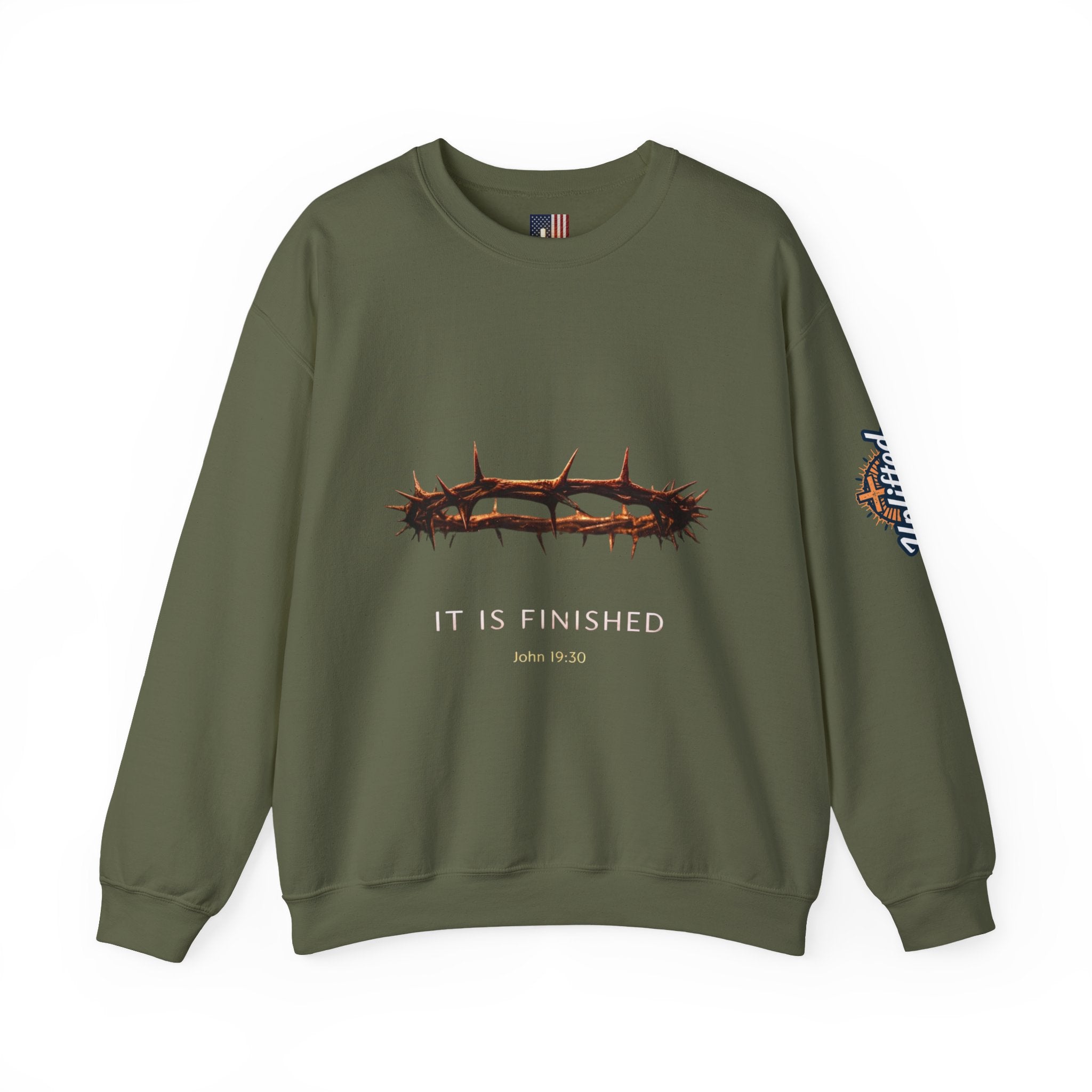 It Is Finished Crown of Thorns Sweatshirt — Christian John 19:30 Faith Sweatshirt Printify