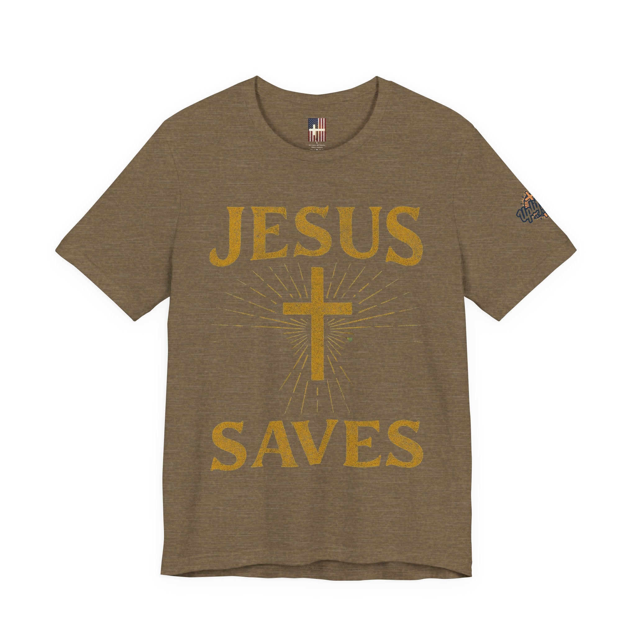 Jesus Saves T-shirt – Radiant Cross & Rays of Light Christian T-shirt for Eternal Hope & Faith Printify