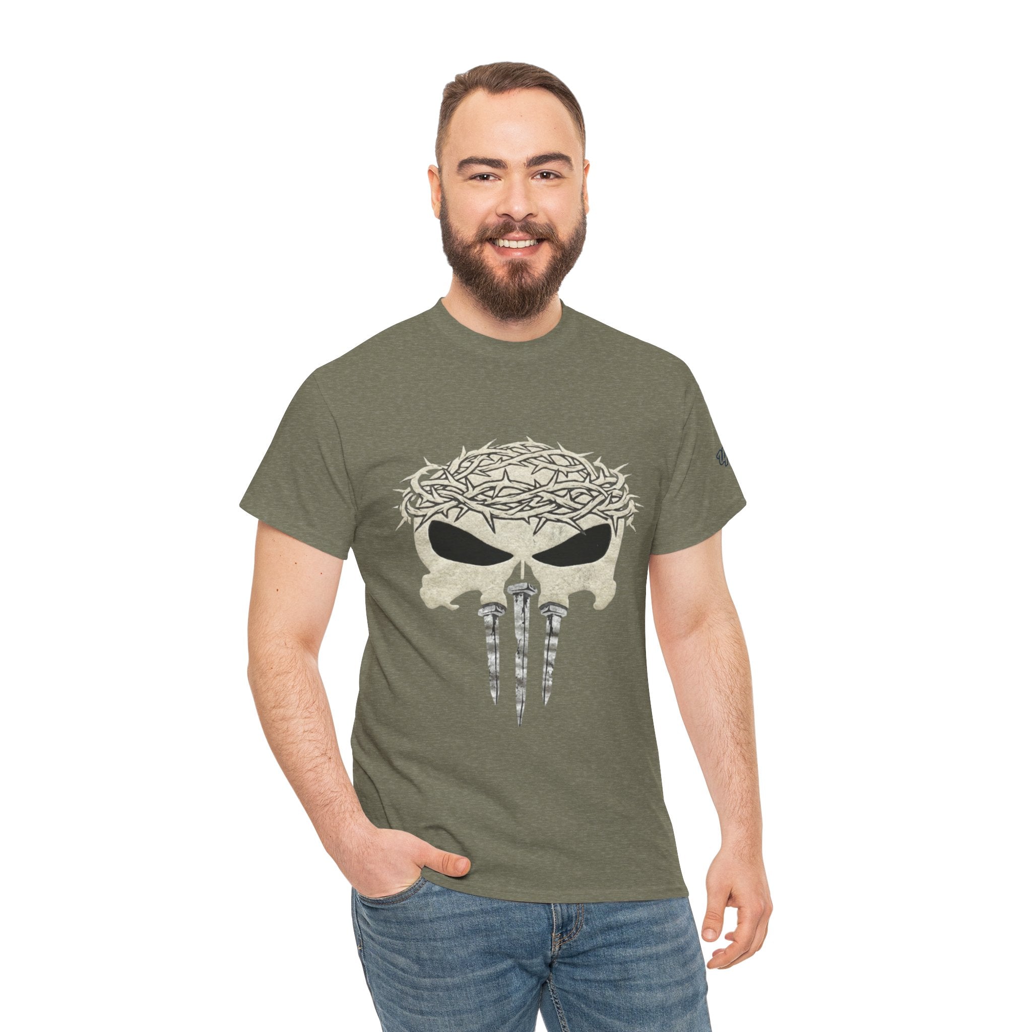 Christian Skull T-shirt - Crown of Thorns & Nails - Warrior Faith T-shirt Printify