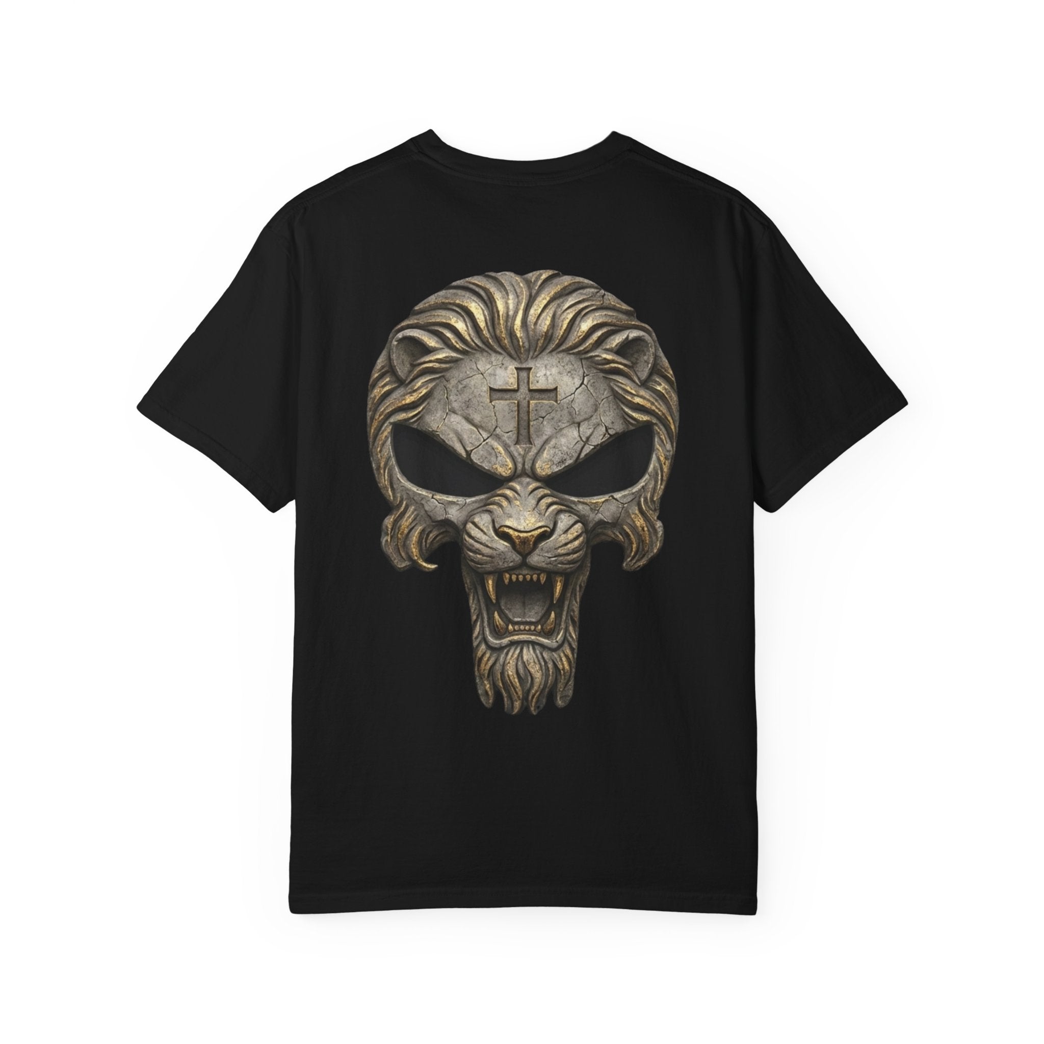 Lion of Judah Skull Christian T-shirt - Warrior Faith Cross T-shirt Printify