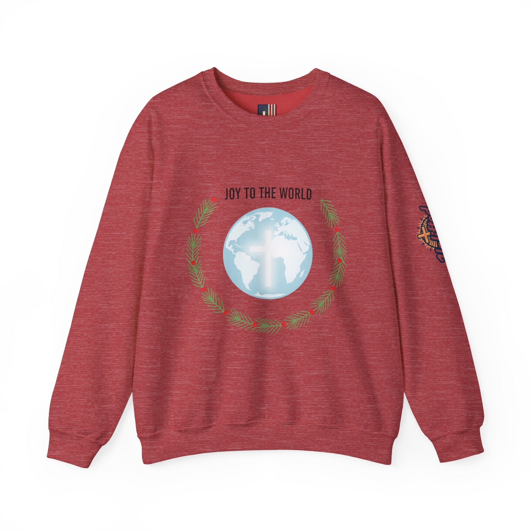 Joy to the World Sweatshirt – Wreath Earth Nativity Christian Christmas Sweatshirt for Isaiah 9:6 Holiday Faith & Festive Joy Printify