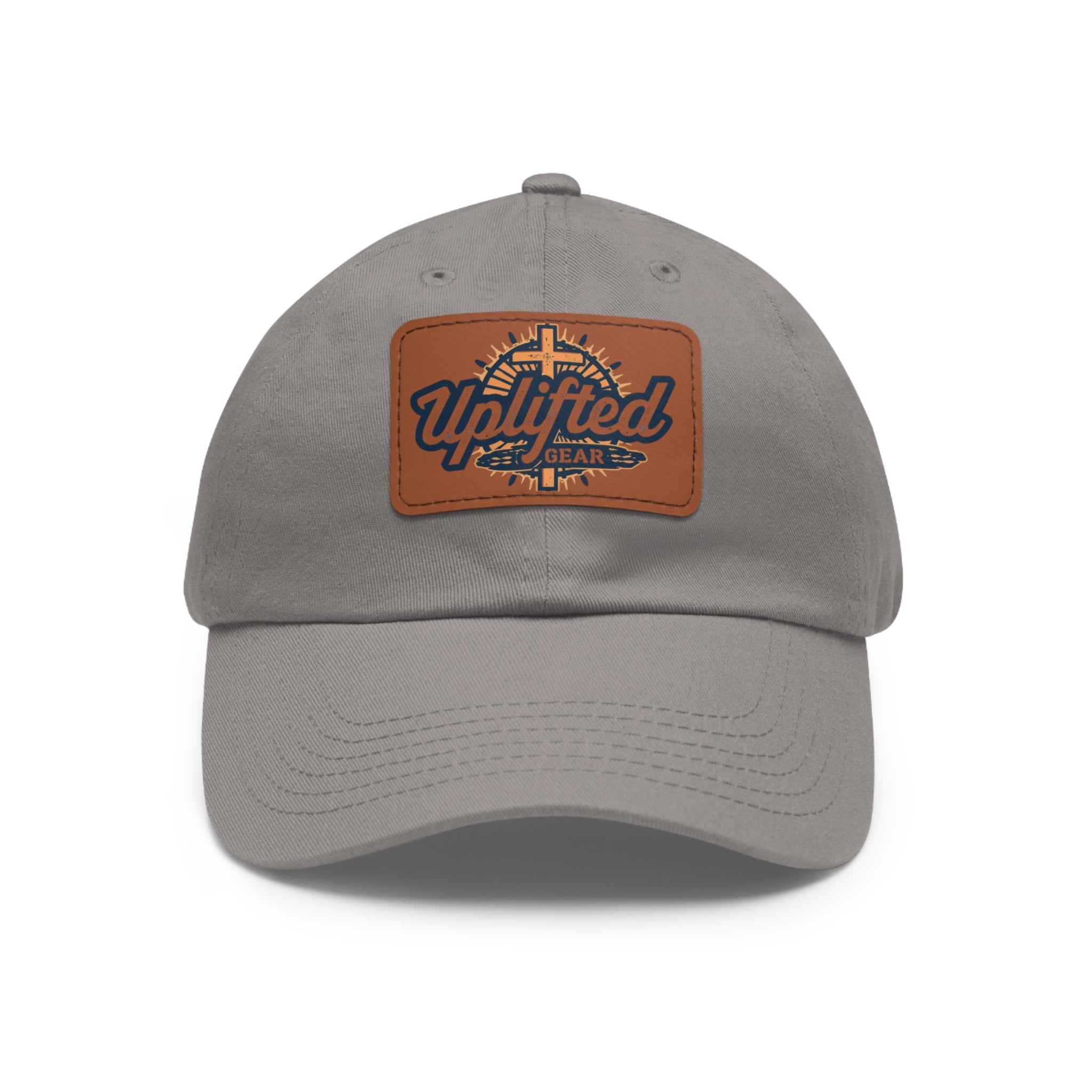 Uplifted Gear Leather Patch Dad Hat — Vintage Aviation Logo Cap Printify