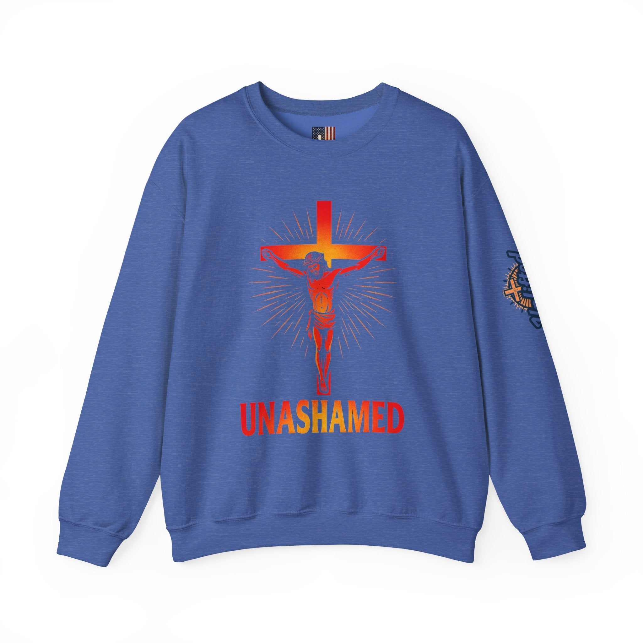 Unashamed Sweatshirt – Romans 1:16 Crucifixion Christian Sweatshirt for Bold Unwavering Faith Printify