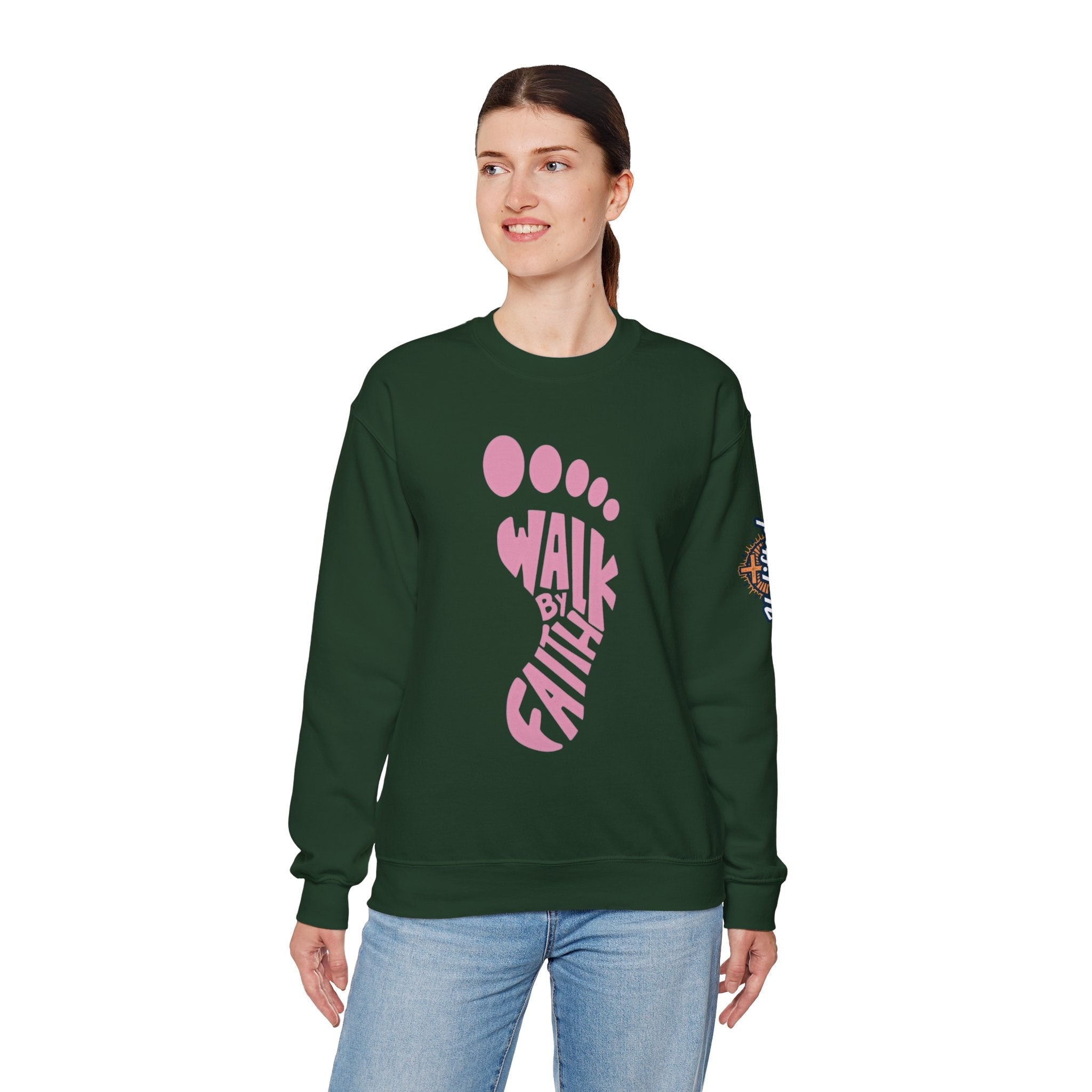 Walk By Faith Footprint Sweatshirt Printify