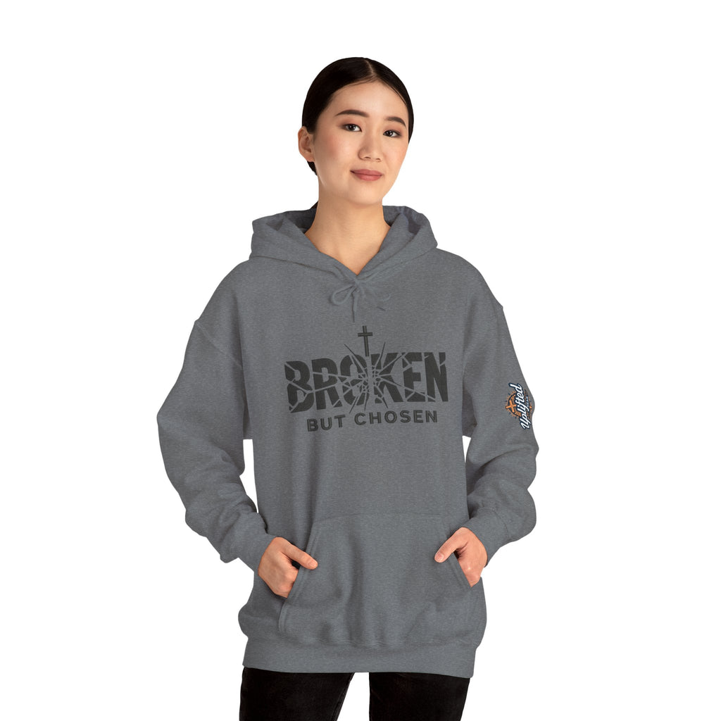 Broken But Chosen Hoodie — Christian Faith Graphic Sweatshirt Printify