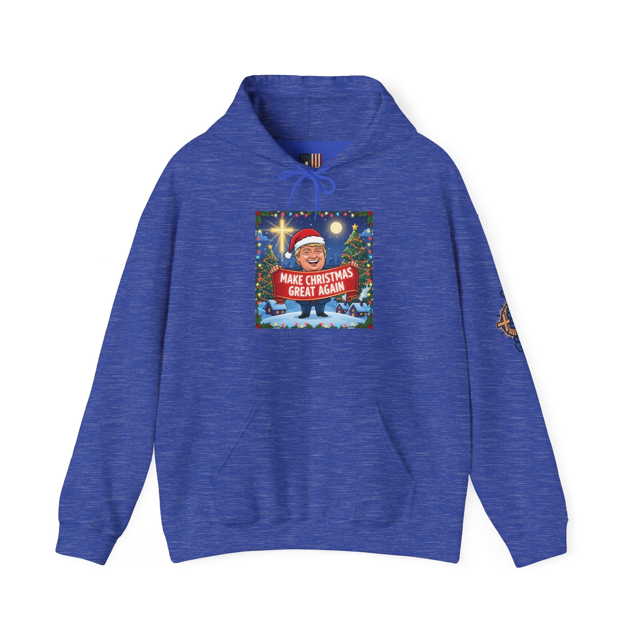 🎄 Make Christmas Great Again – Patriotic Christian Christmas Hoodie | Bold Holiday Faith Tee | Red & White Banner Design | Uplifted Gear Printify