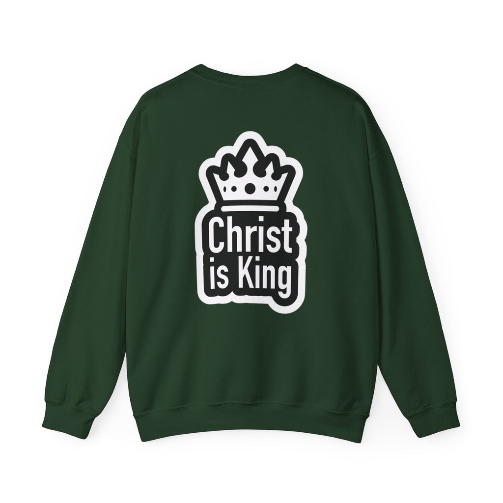 Christ is King Sweatshirt – Bold Crown & Cross Christian Hoodie for Unshakable Faith Printify