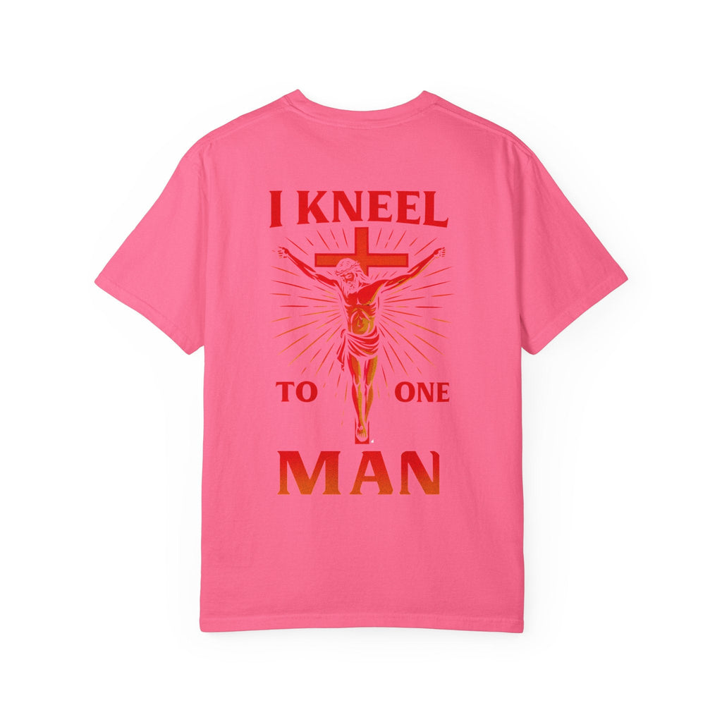 I Kneel to One Man T-shirt – Crucifixion Christian T-shirt for Unashamed Devotion & Bold Faith Printify