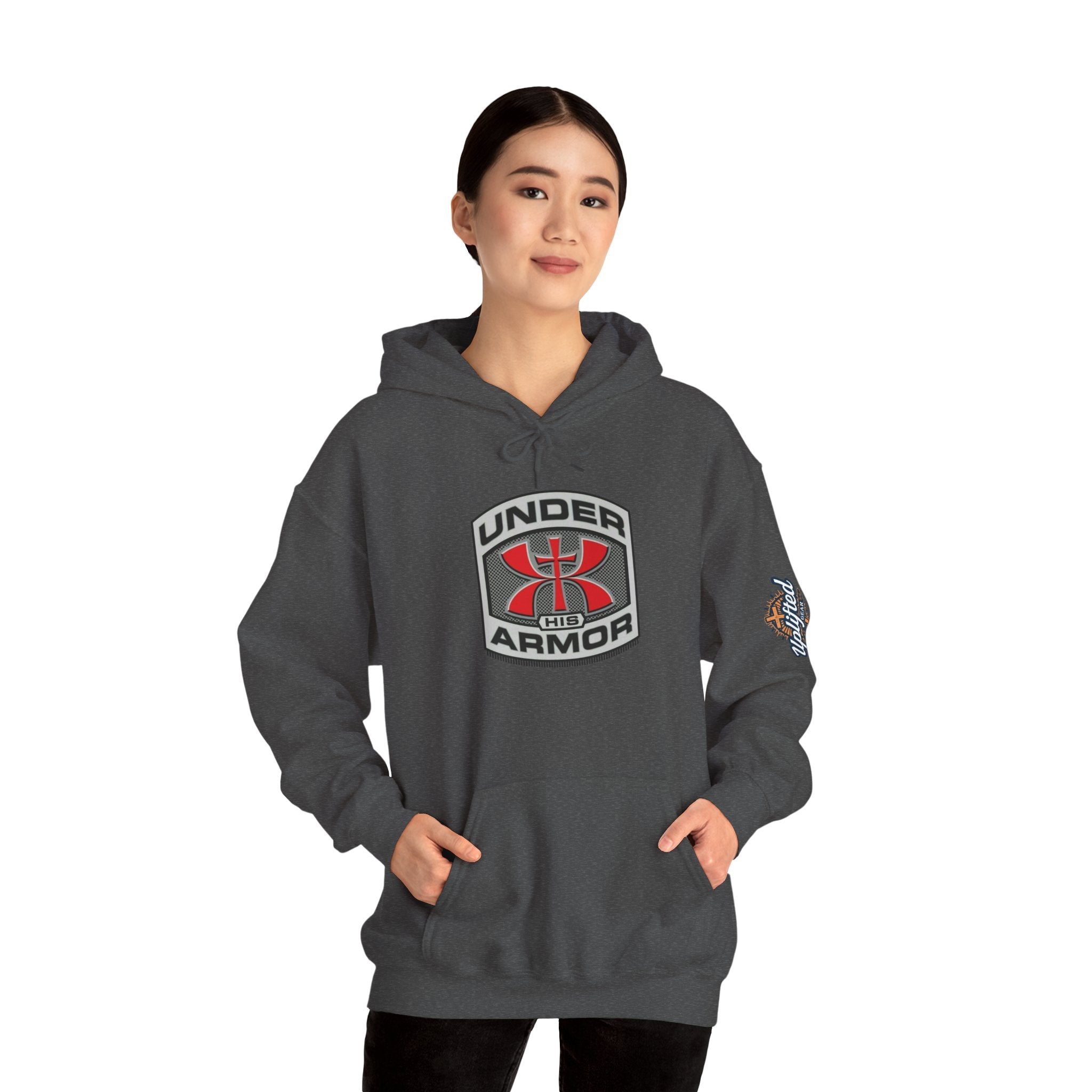 Under Armor Logo Hoodie — Black Athletic Pullover Printify
