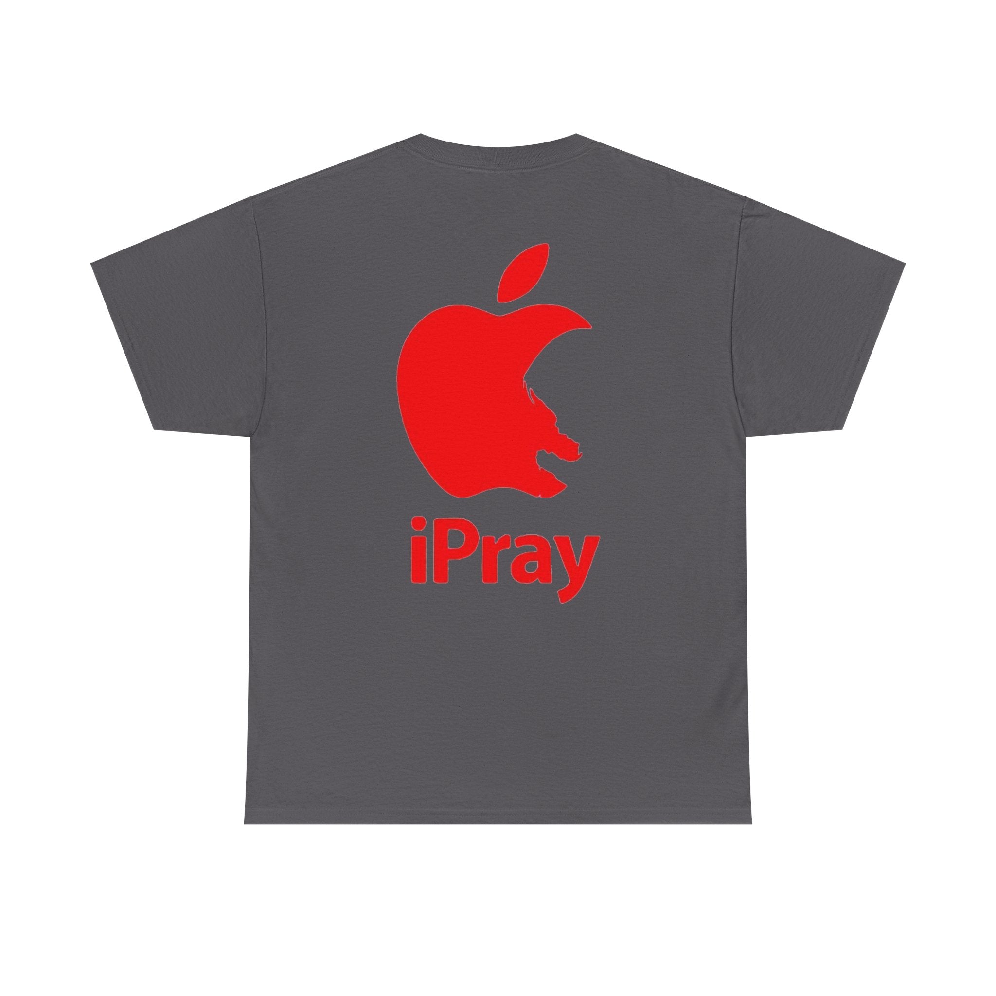 iPray Apple Logo Tee — Funny Christian T-Shirt (Minimal Red Apple Graphic) Printify