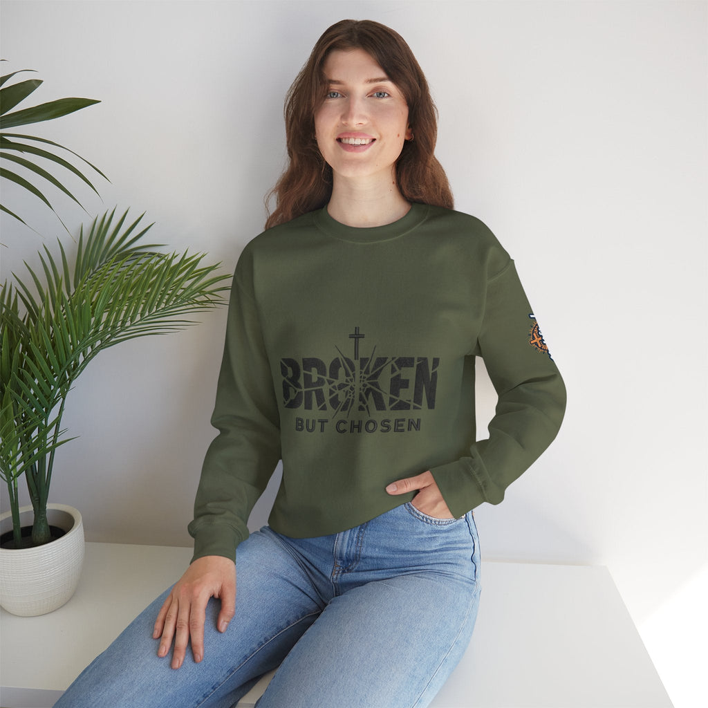 Broken But Chosen Crewneck Sweatshirt Printify