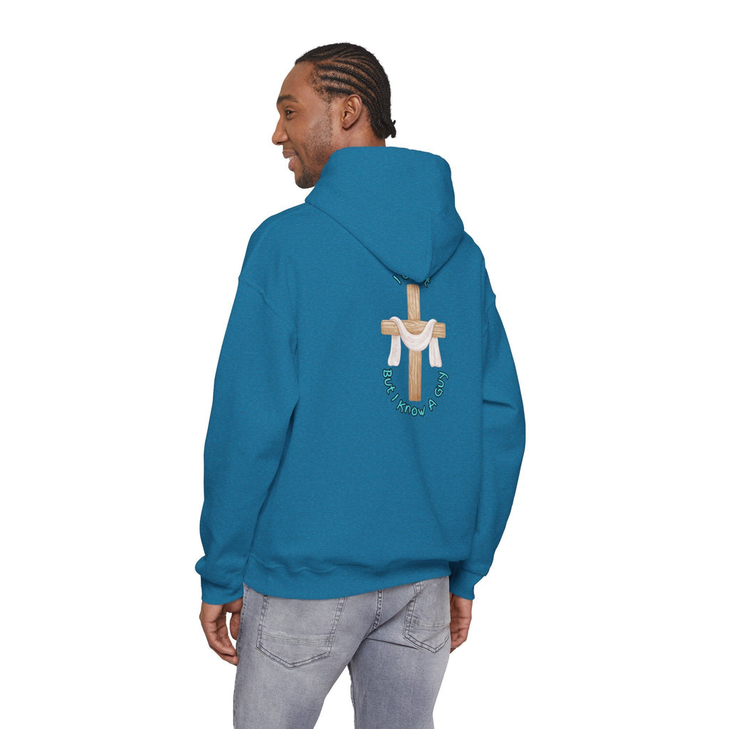 I Can’t, But I Know a Guy Hoodie – Jesus Cross Christian Hoodie for Cozy Faith Printify