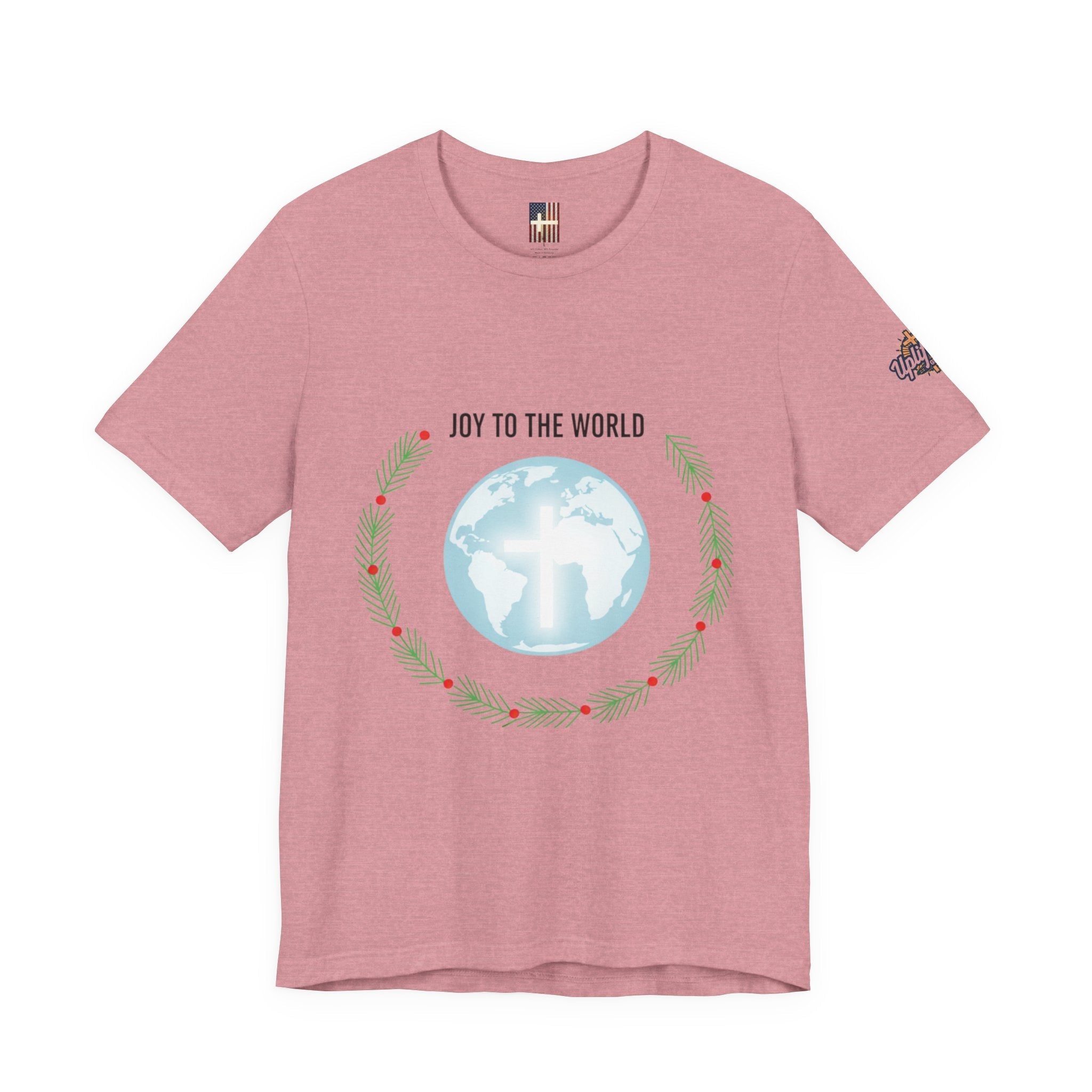 Joy to the World T-shirt – Wreath Earth Nativity Christian Christmas T-shirt for Isaiah 9:6 Holiday Faith & Festive Joy Printify