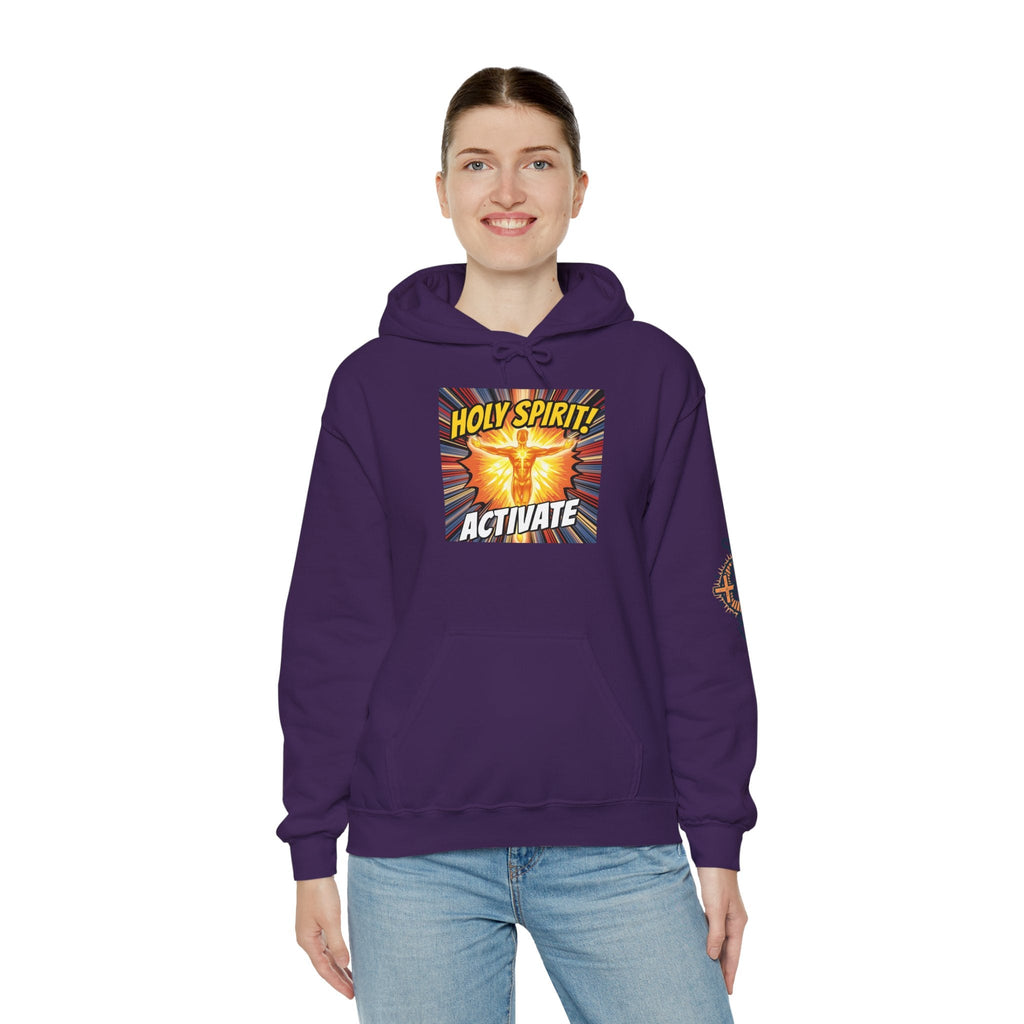 Holy Spirit Activate Hoodie – Superhero Christian Sweatshirt with Vibrant Power-Up Design for Faith-Fueled Boldness Printify