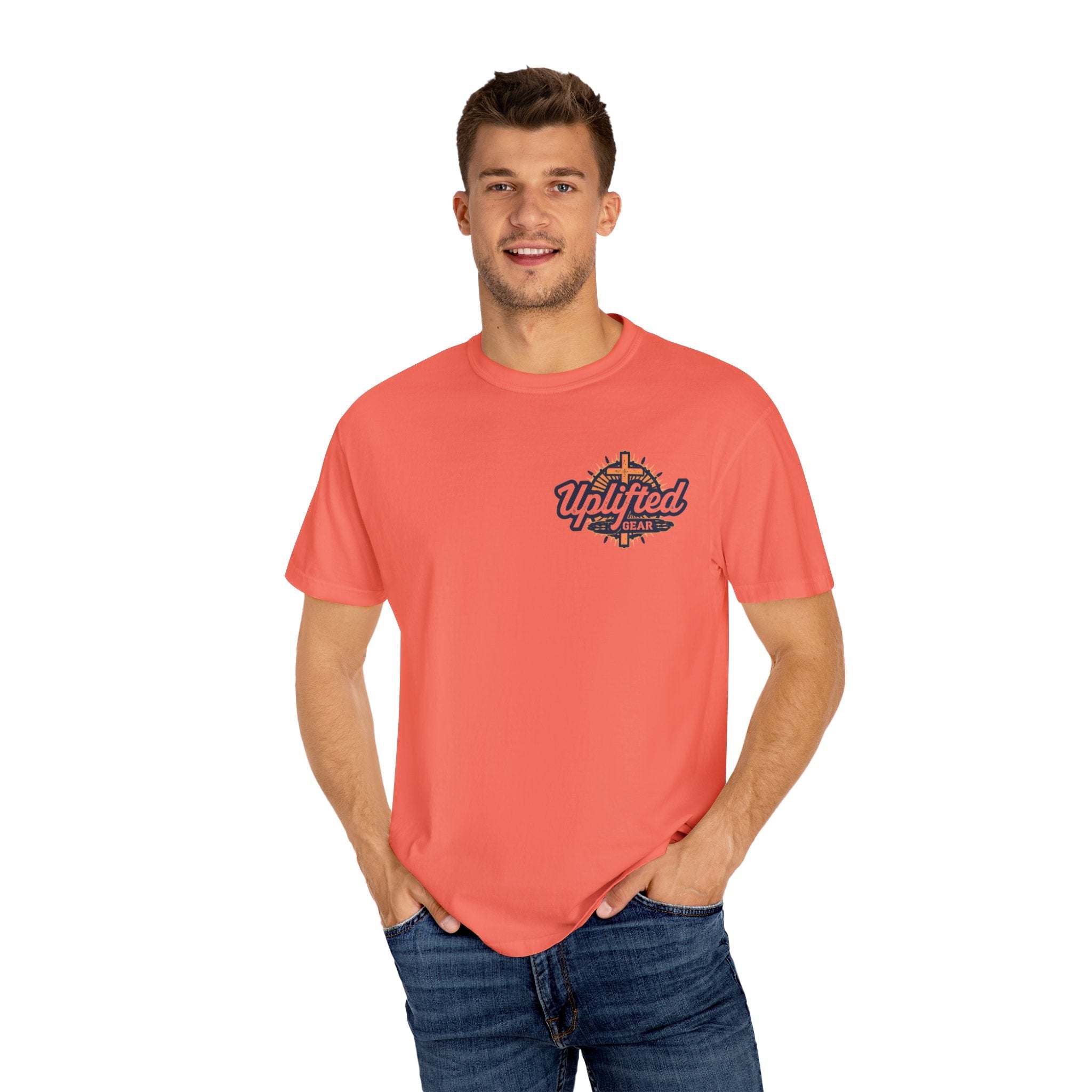 ✨ Chosen. Loved. Redeemed. – Elegant Christian T-Shirt | Gold Foil Faith Tee | Subtle Cross & Heart Design | Inspirational Bible Verse Apparel by Uplifted Gear Printify