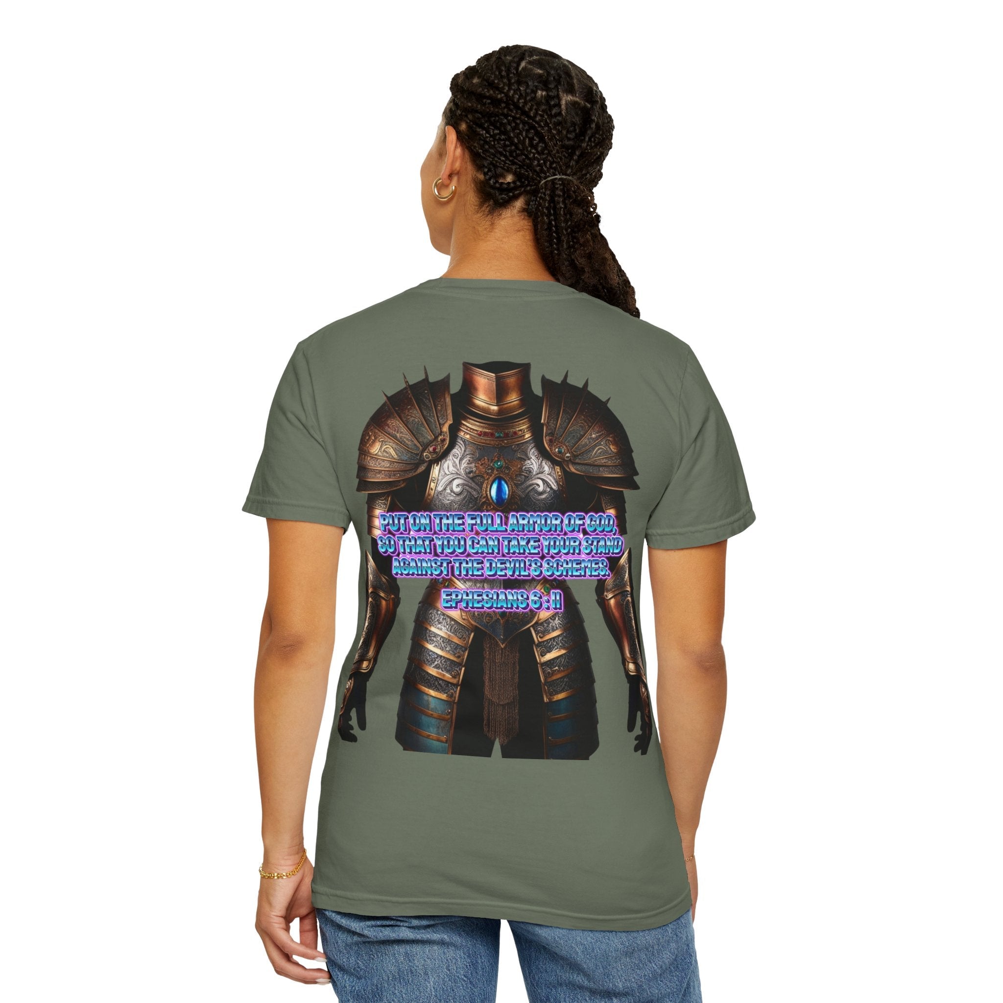 Religious Graphic Tee with Armor Of God Design - Unisex Garment-Dyed T-shirt Printify