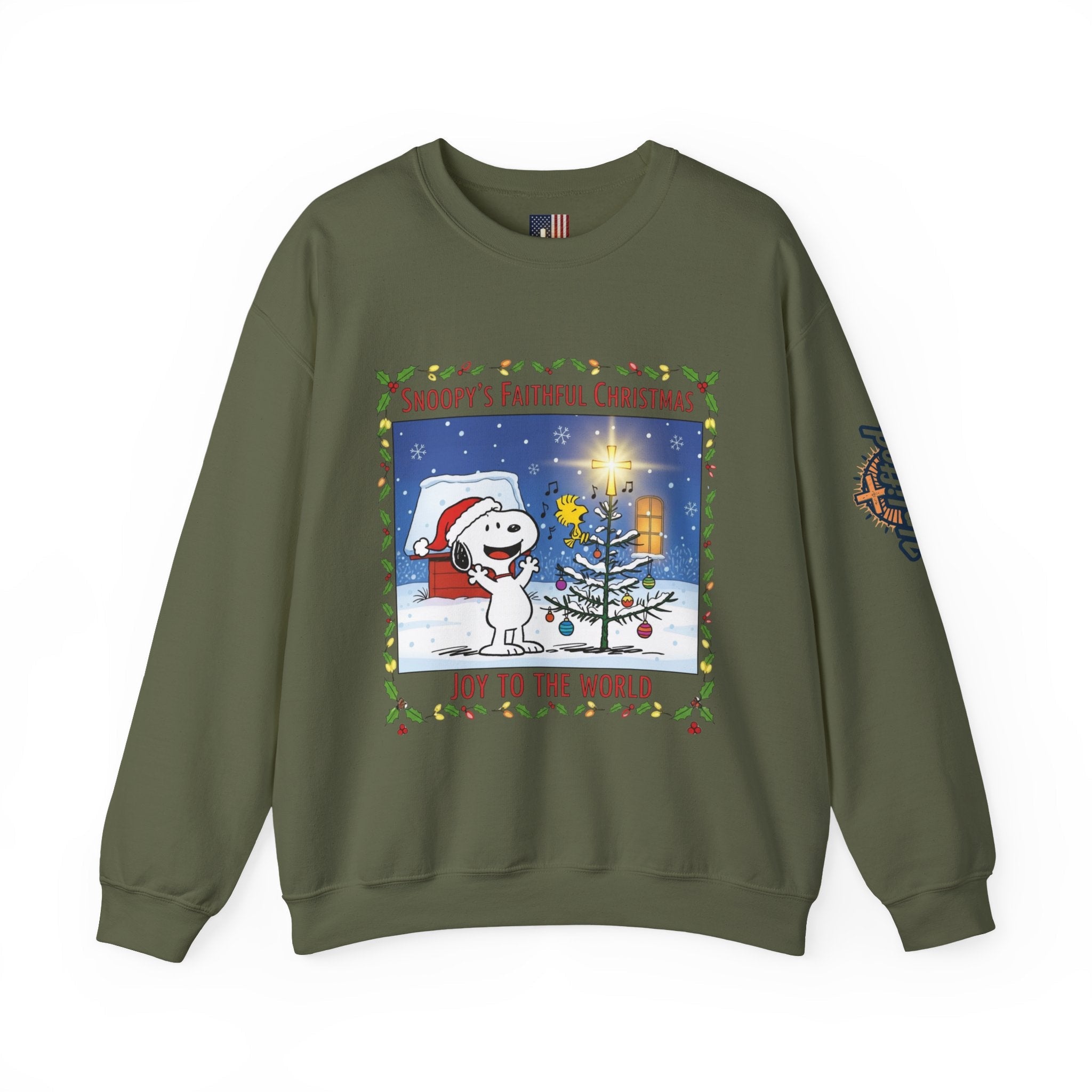 🎄 Faithful Christmas Friends – Christian Holiday Sweatshirt | Festive Tree & Cartoon Duo | Heartwarming Christmas Tee by Uplifted Gear Printify