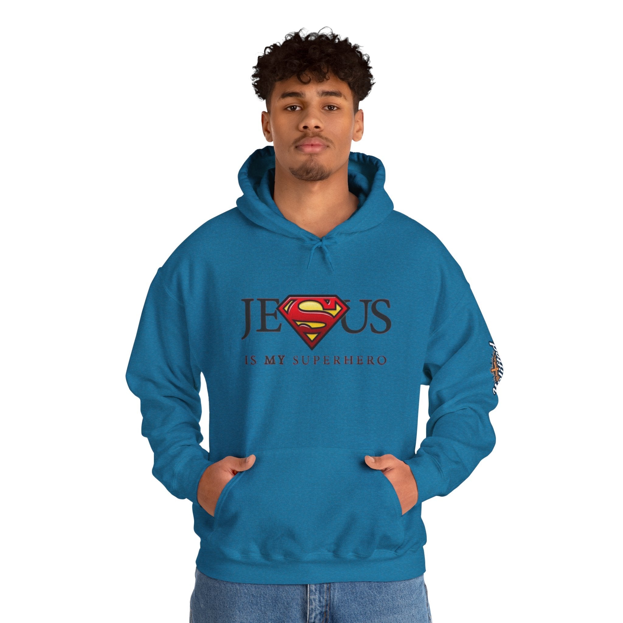 Jesus Is My Superhero Hoodie — Christian Faith Graphic Pullover Printify