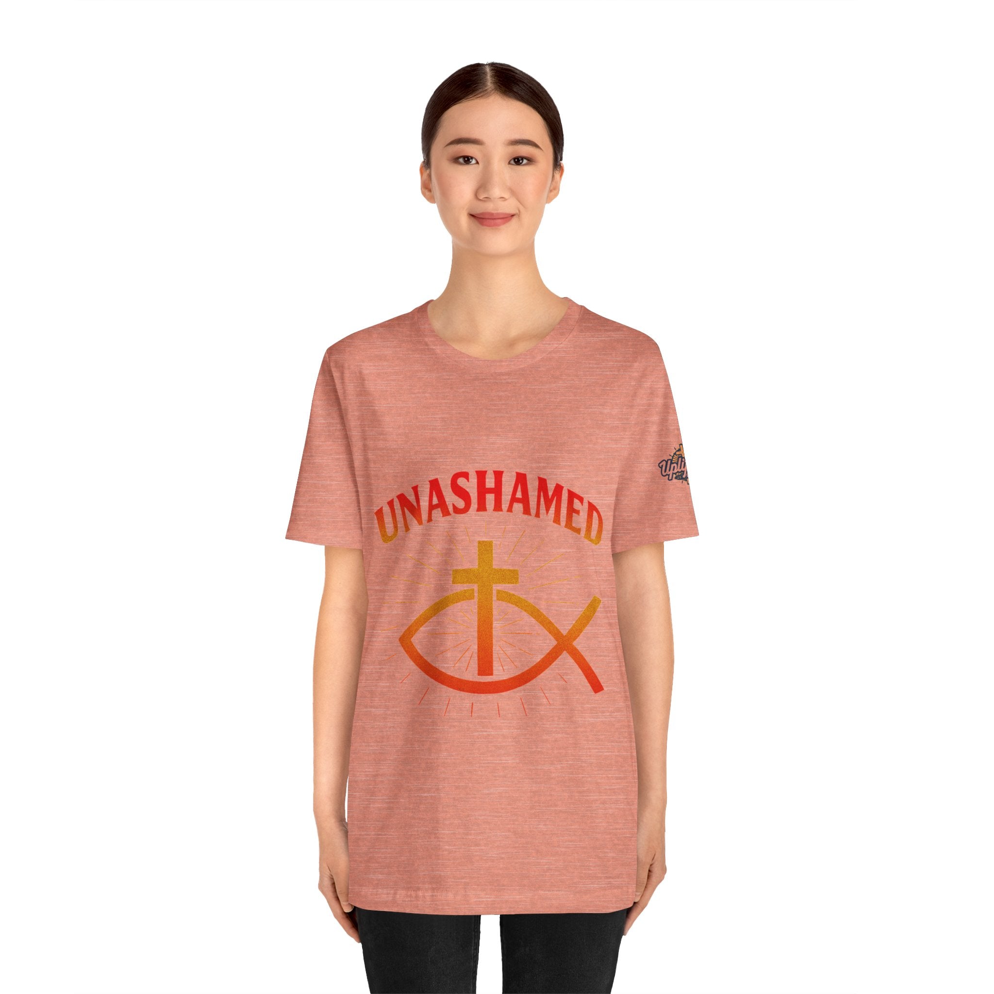 Unashamed T-shirt – Ichthys Jesus Fish & Cross Christian T-shirt for Romans 1:16 Bold Faith Printify