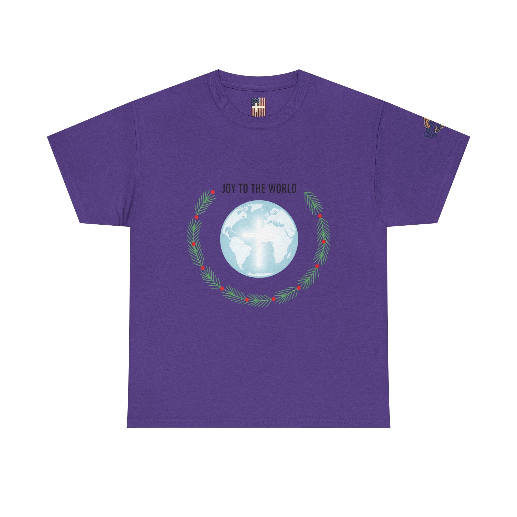 Joy to the World T-shirt – Wreath Earth Nativity Christian Christmas T-shirt for Isaiah 9:6 Holiday Faith & Festive Joy Printify