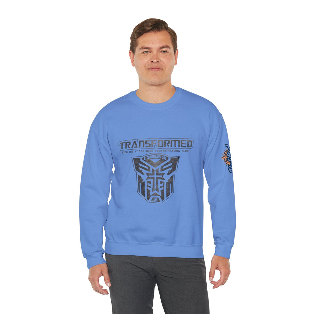 Transformer Logo Christian Sweatshirt | 2 Corinthians 3:18 Bible Verse Sweatshirt Printify