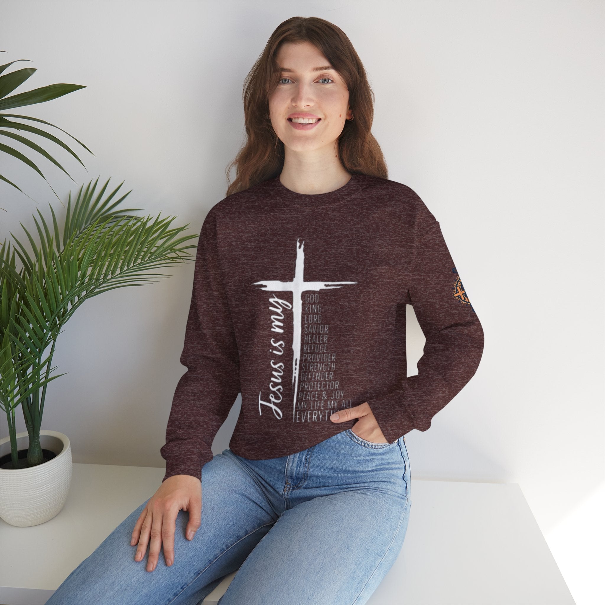 Jesus Is My Everything Sweatshirt – Cross List God King Lord Savior Christian Sweatshirt for Total Surrender Faith Printify