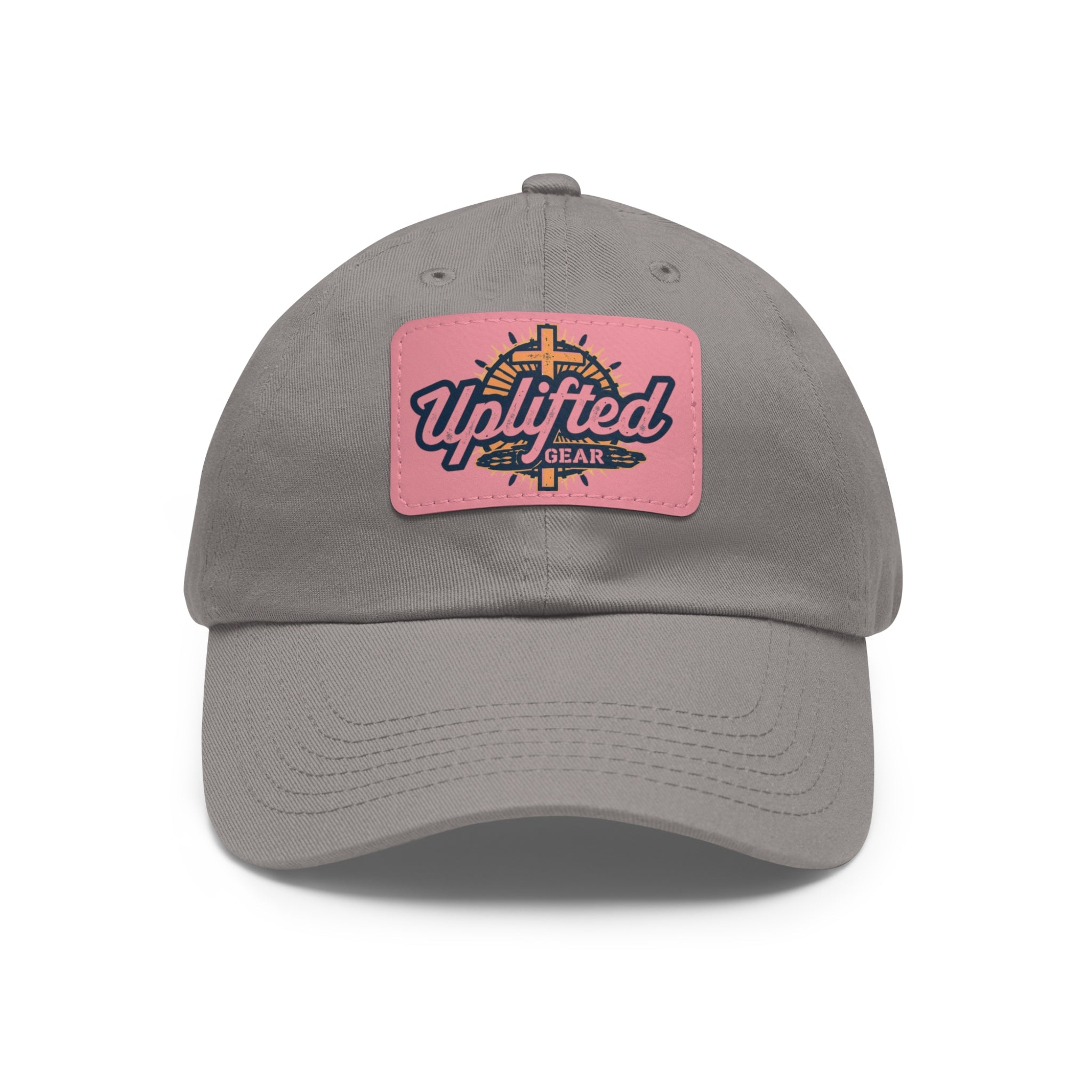 Uplifted Gear Leather Patch Dad Hat — Vintage Aviation Logo Cap Printify