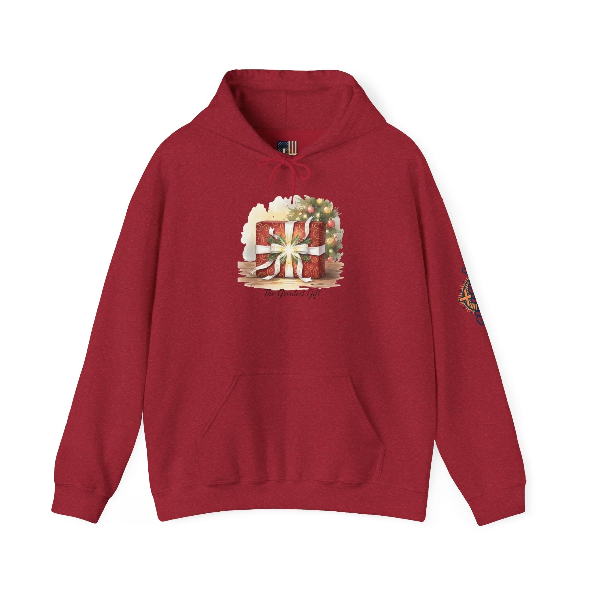 The Greatest Gift Hoodie – Cross Bow Present Christian Hoodie for Christmas Salvation & Eternal Faith Printify