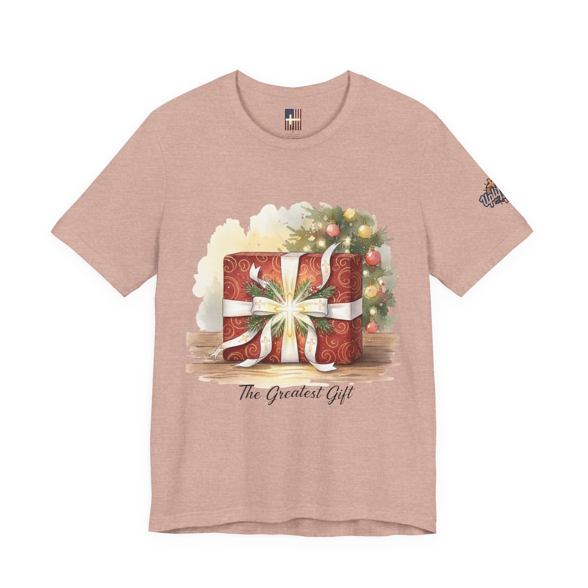 The Greatest Gift T-shirt – Cross Bow Present Christian T-shirt for Christmas Salvation & Eternal Faith Printify