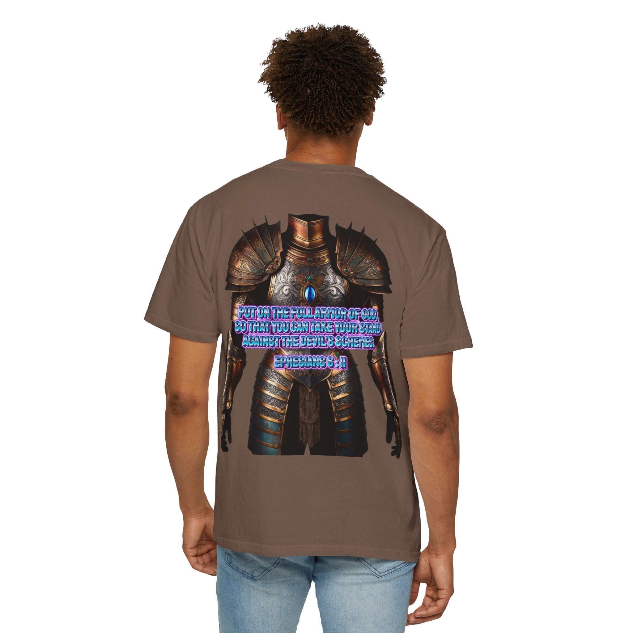 Religious Graphic Tee with Armor Of God Design - Unisex Garment-Dyed T-shirt Printify