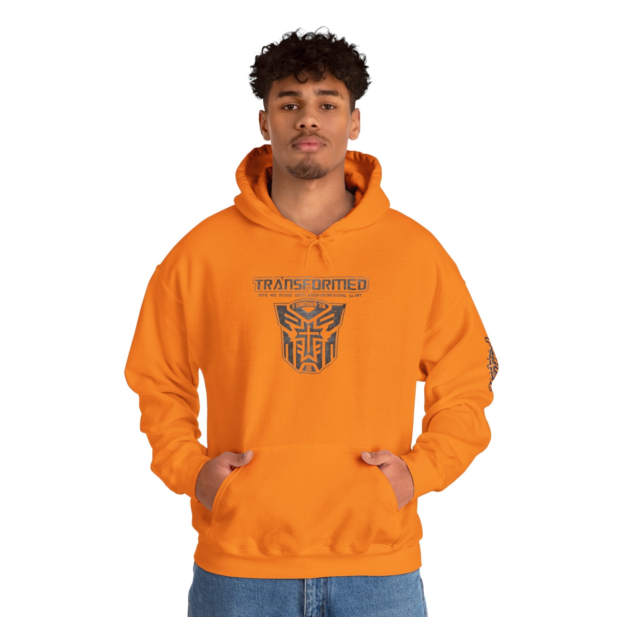Transformer Logo Christian Hoodie | 2 Corinthians 3:18 Bible Verse Hoodie Printify