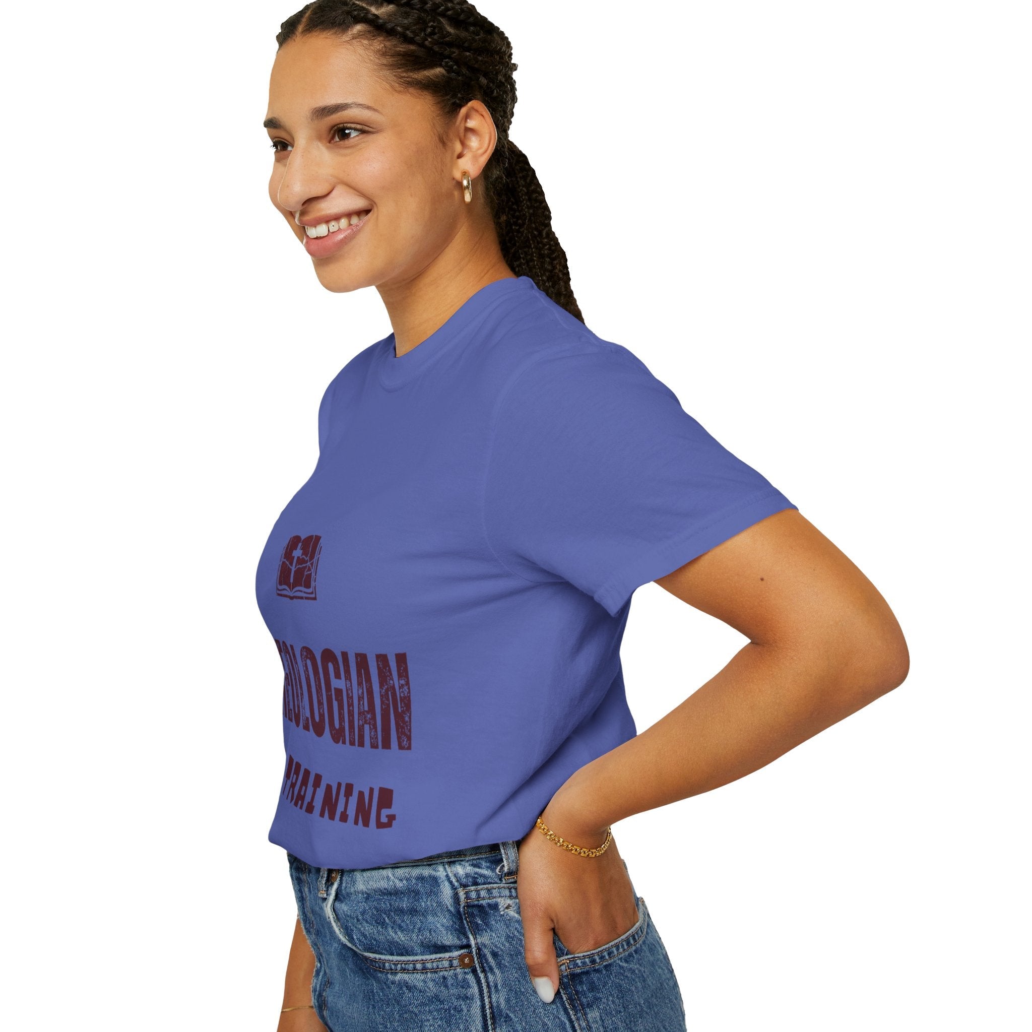 Theologian in Training T-Shirt – Open Bible & Cross Christian Tee for Faithful Learners Printify