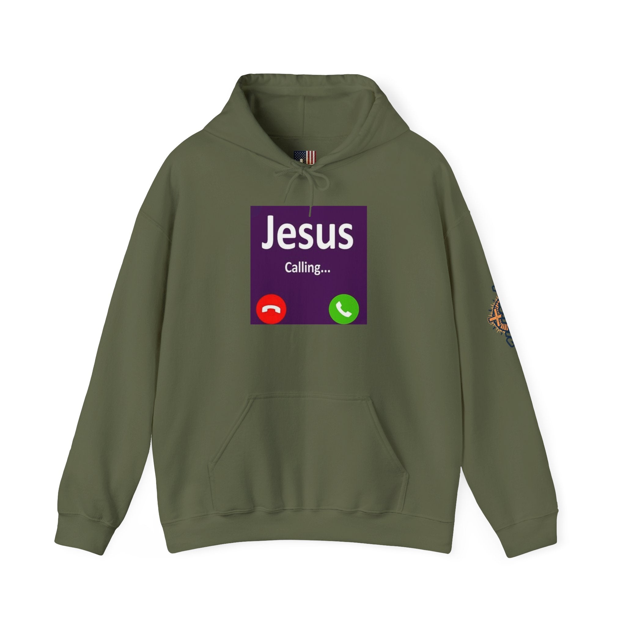 Jesus Calling Hoodie – Funny Cell Phone Screen Christian Sweatshirt for Divine Connection & Faith Humor Printify