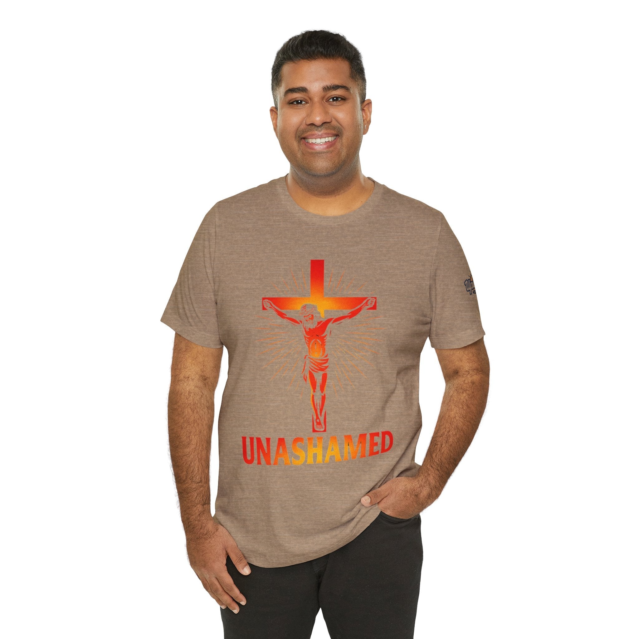 Unashamed T-shirt – Romans 1:16 Crucifixion Christian t-shirt for Bold Unwavering Faith Printify