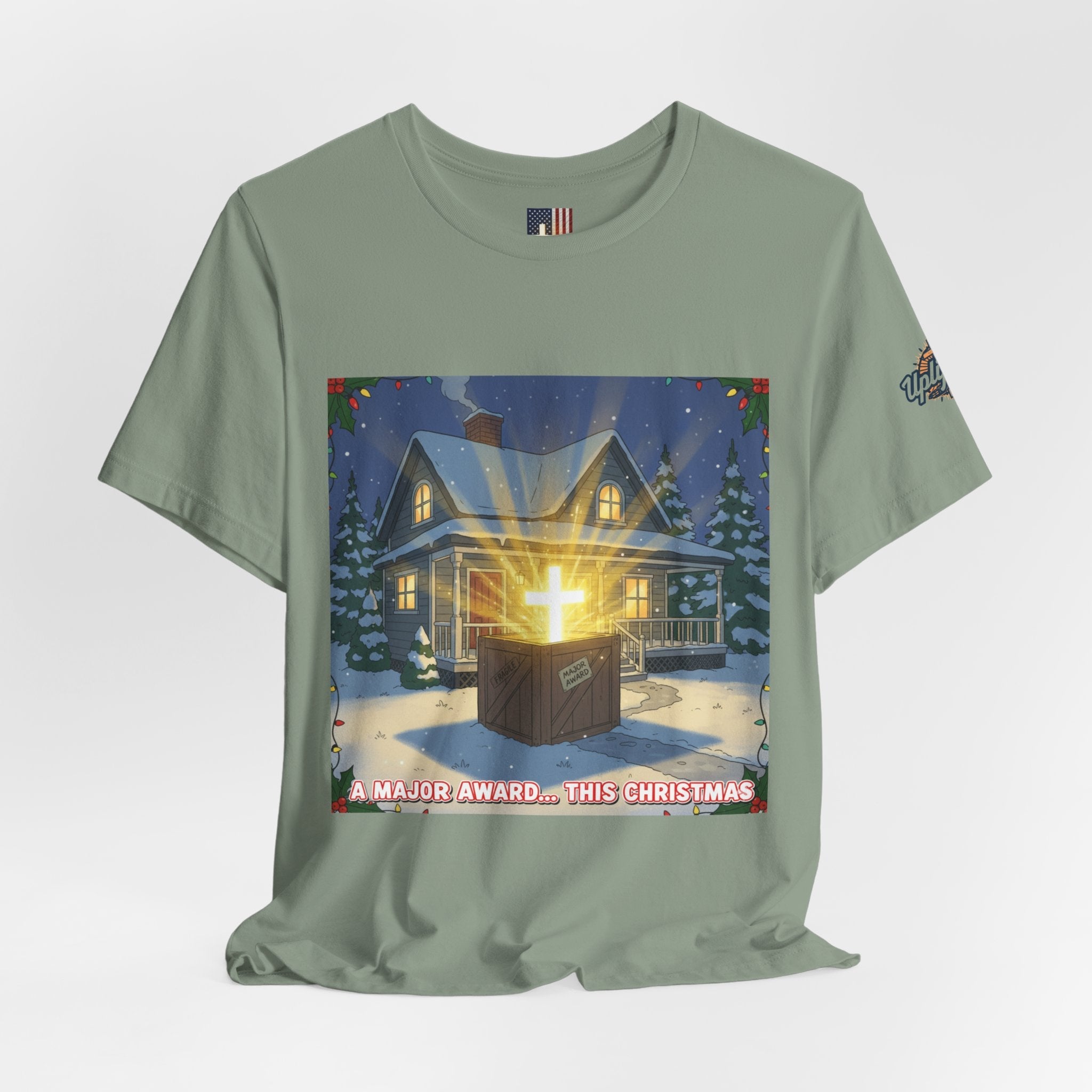 A Major Award This Christmas T-shirt – Fragile Leg Lamp Parody Cross Unboxing Christian T-shirt for Hilarious Faith & Holiday Glow Printify