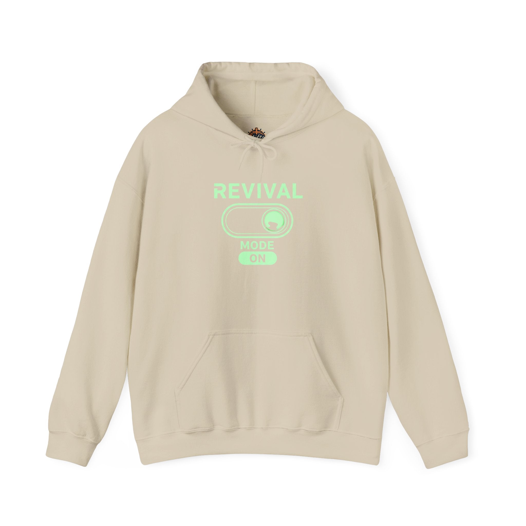 🔥 Revival Mode: ON – Christian Techwear Hoodie | Glowing Green Faith Switch | Futuristic Jesus Shirt | Activate Your Spiritual Awakening | Uplifted Gear Printify