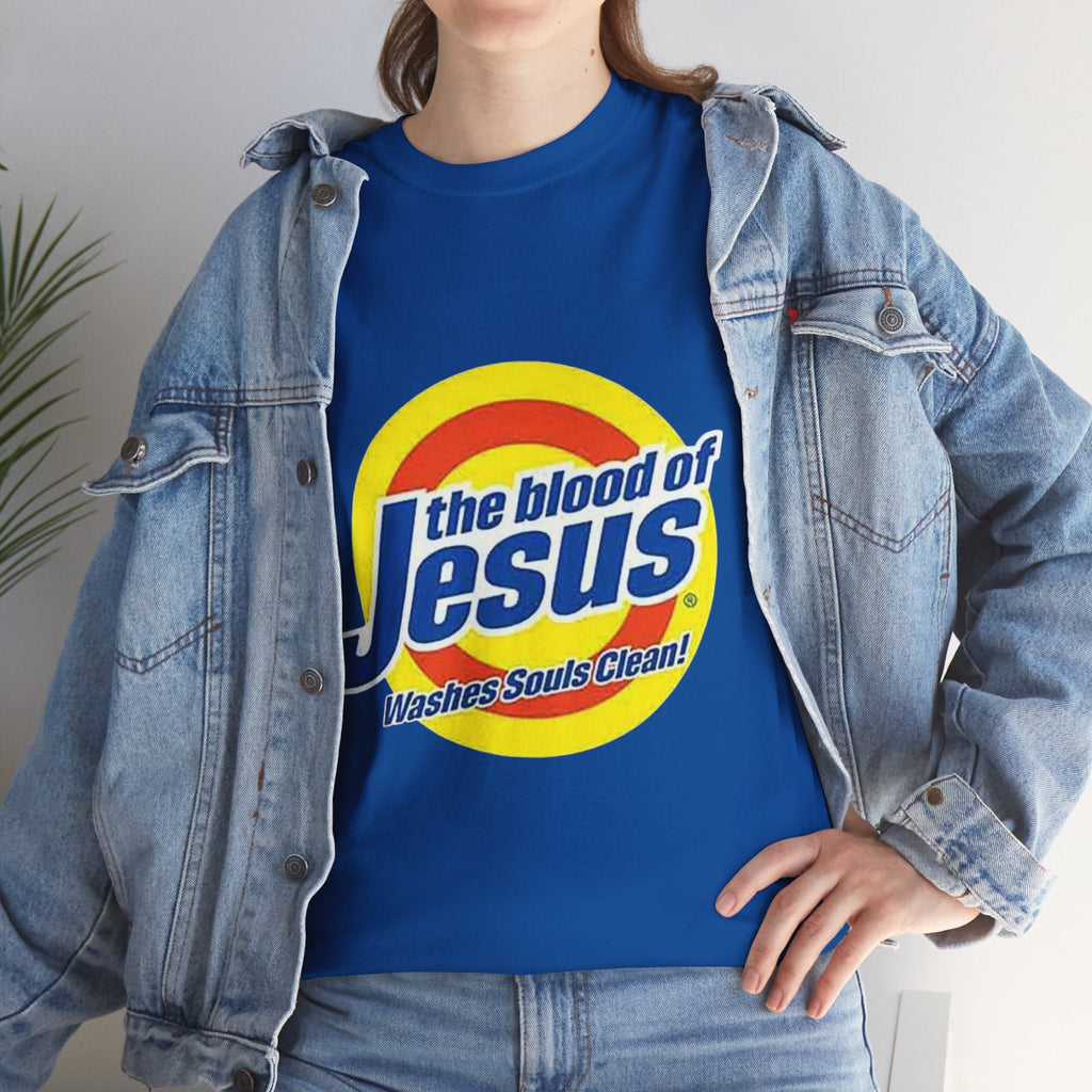 Blood of Jesus Washes Souls Clean T-shirt - Funny Tide Parody - Christian Faith T-shirt Printify