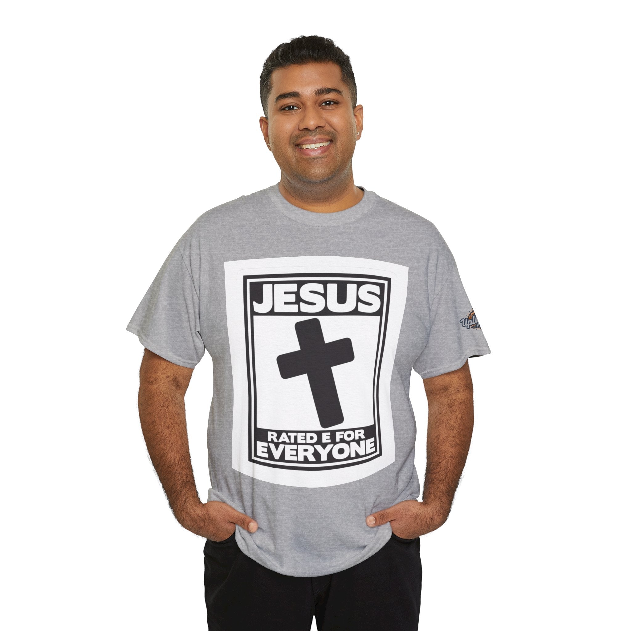 Jesus, Rated E for Everyone T-shirt - Gamer Faith T-shirt - Christian Video Game Parody Printify