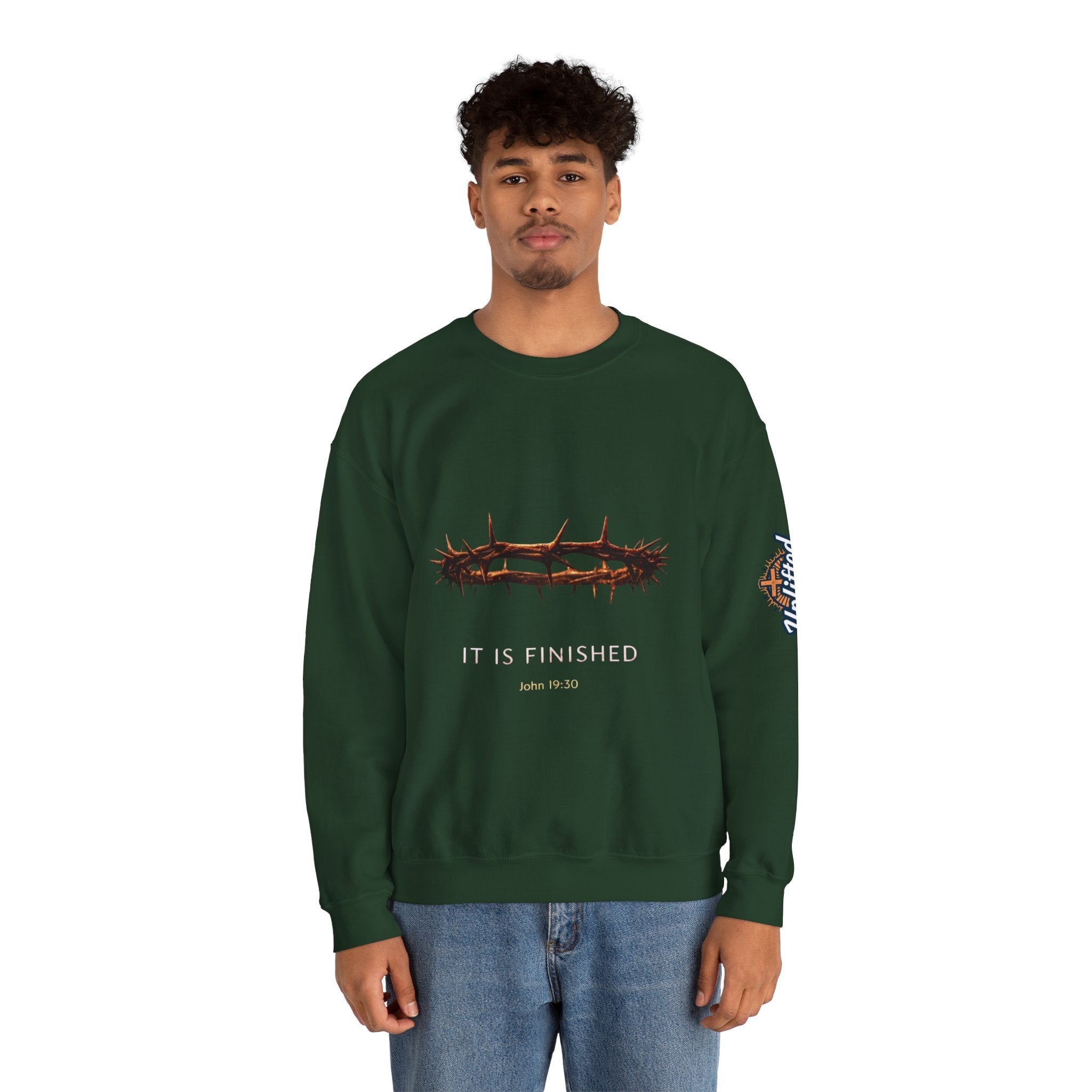 It Is Finished Crown of Thorns Sweatshirt — Christian John 19:30 Faith Sweatshirt Printify