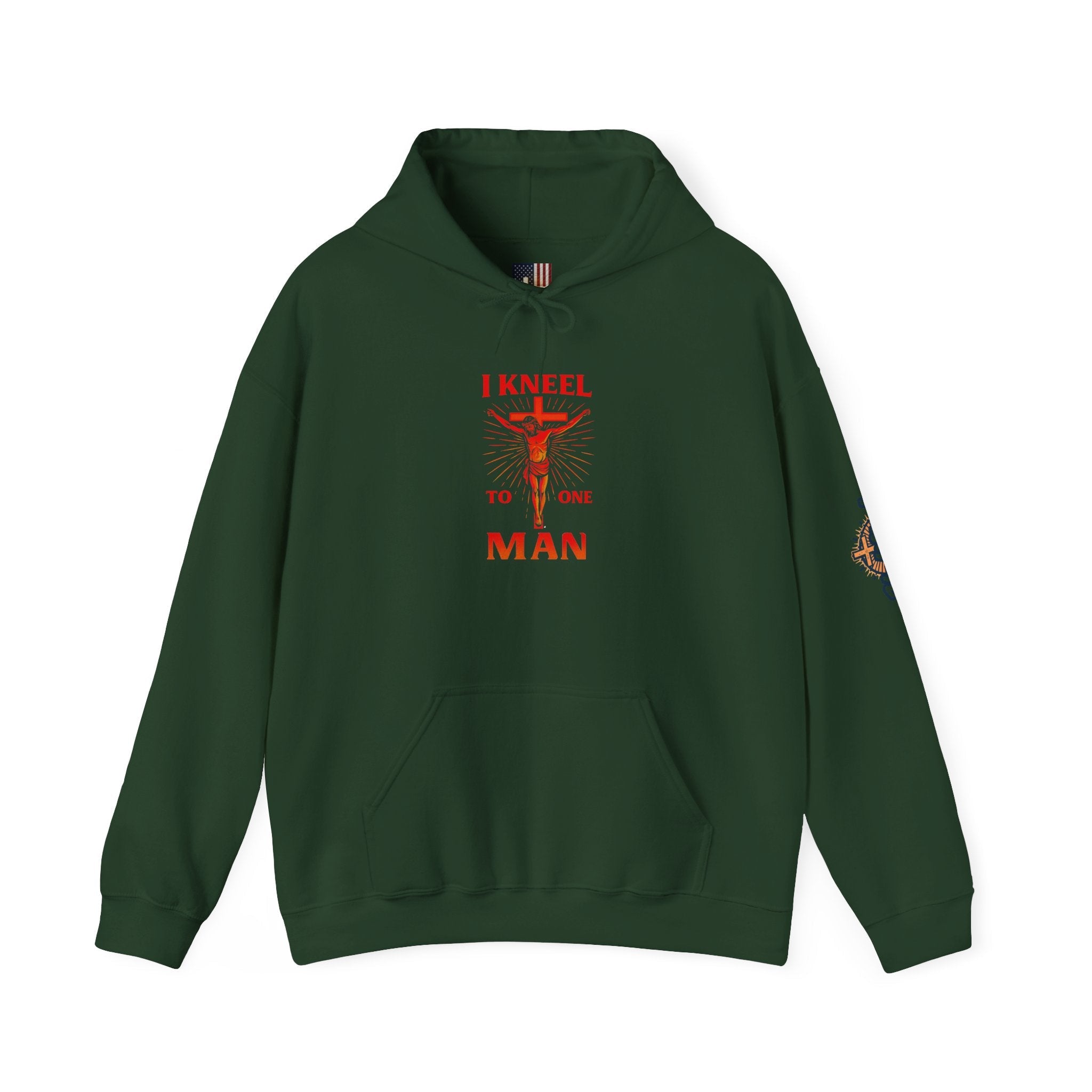 I Kneel to One Man Hoodie – Crucifixion Christian Sweatshirt for Unashamed Devotion & Bold Faith Printify
