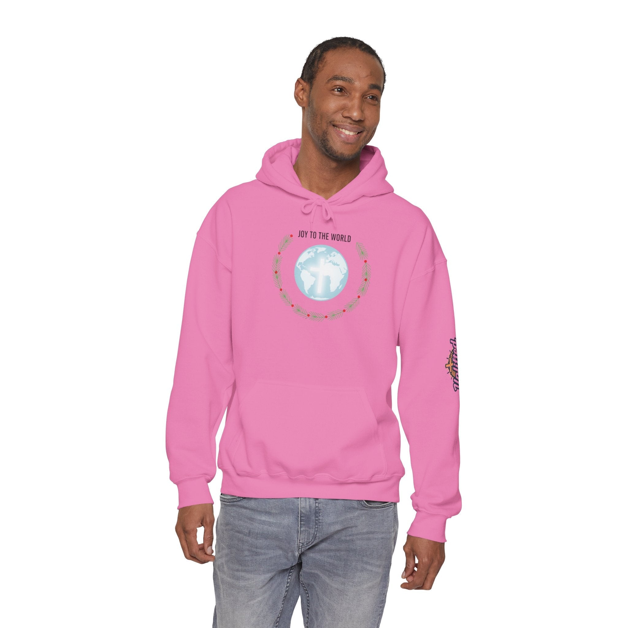 Joy to the World Hoodie – Wreath Earth Nativity Christian Christmas Sweatshirt for Isaiah 9:6 Holiday Faith & Festive Joy Printify
