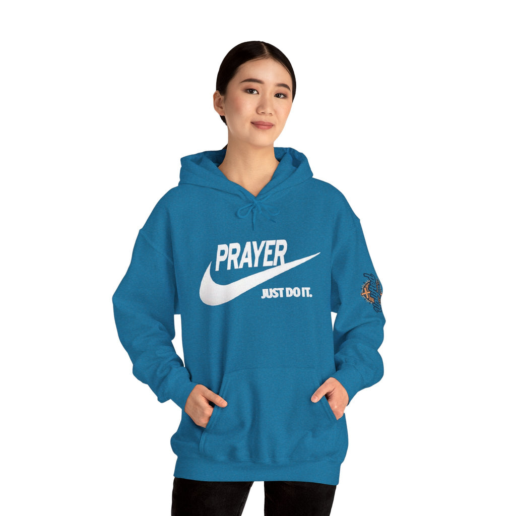 Prayer Just Do It Hoodie - Funny Christian Nike Parody Hoodie - Faith Gear Printify