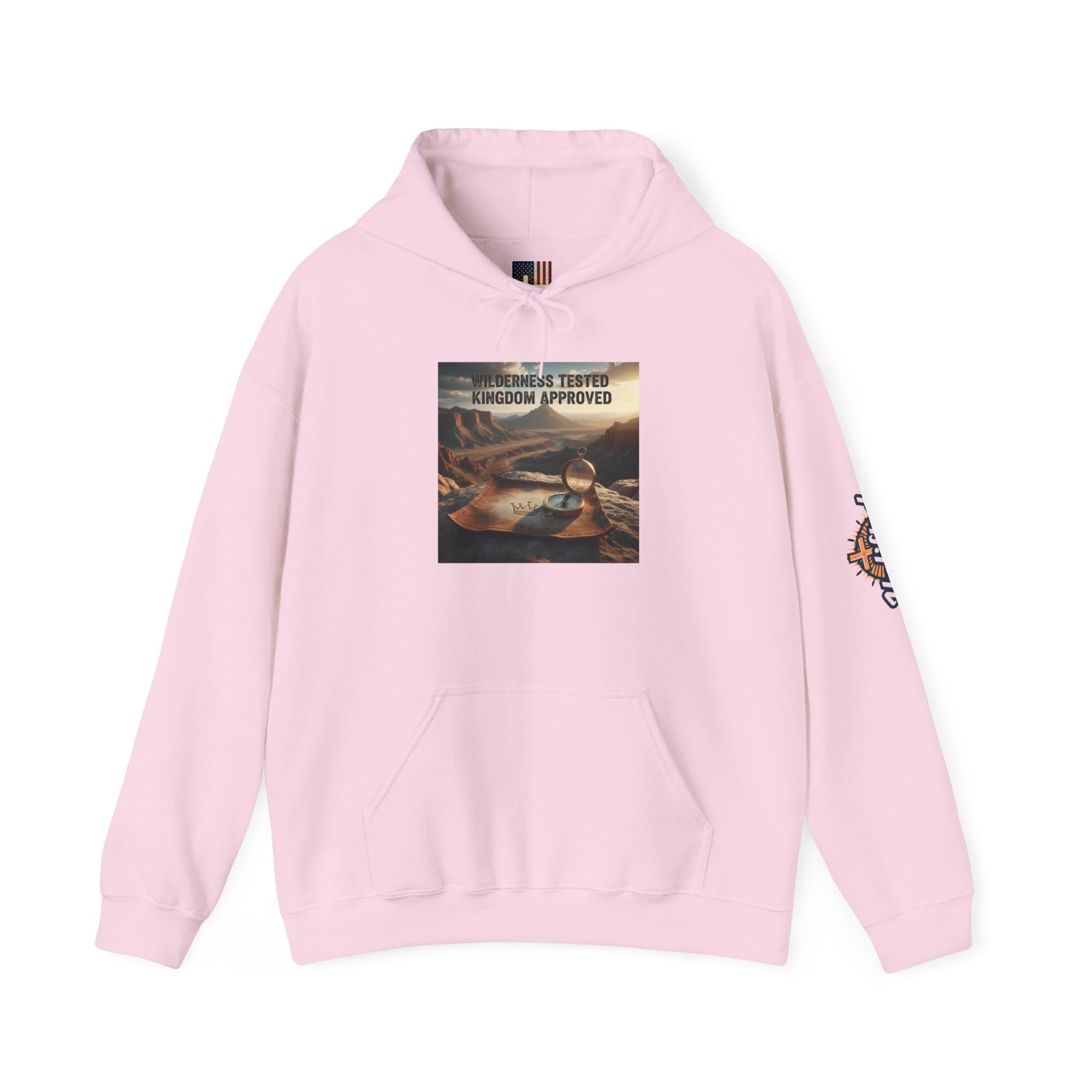 Wilderness Tested Kingdom Approved Hoodie – Mountain Desert Compass Crown Christian Sweatshirt for Biblical Adventure Faith Printify