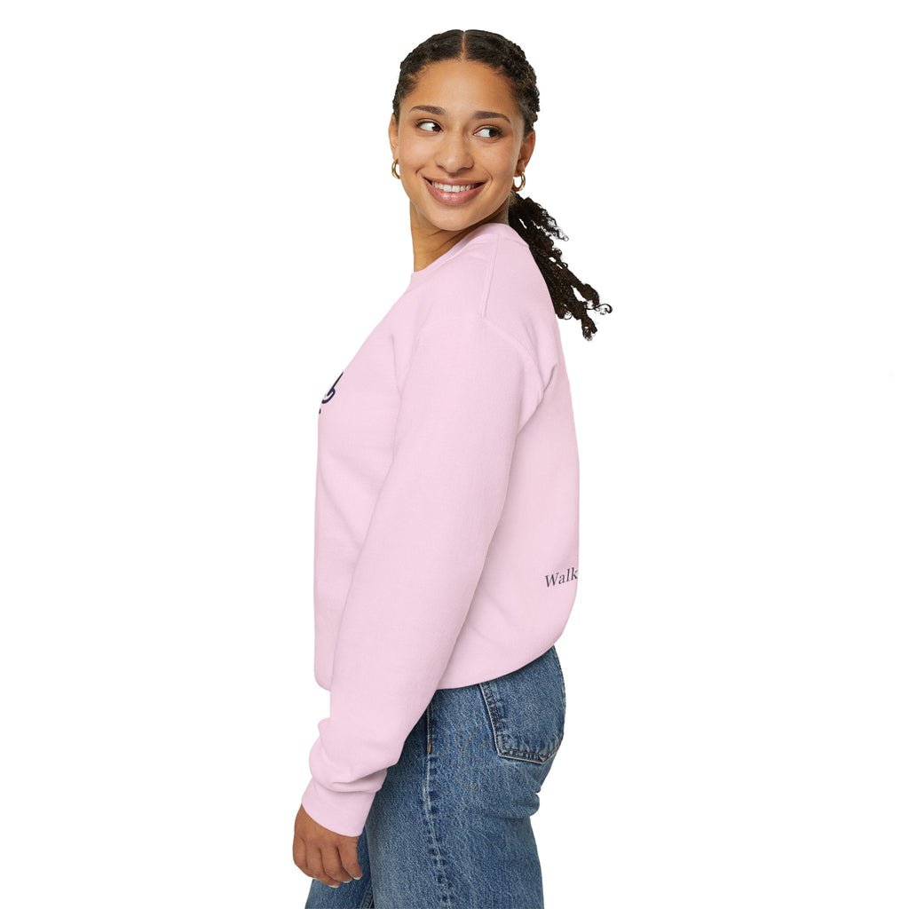 Walk by Faith Sweatshirt – Cross & Footprints Christian Sweatshirt for Cozy Inspiration Printify