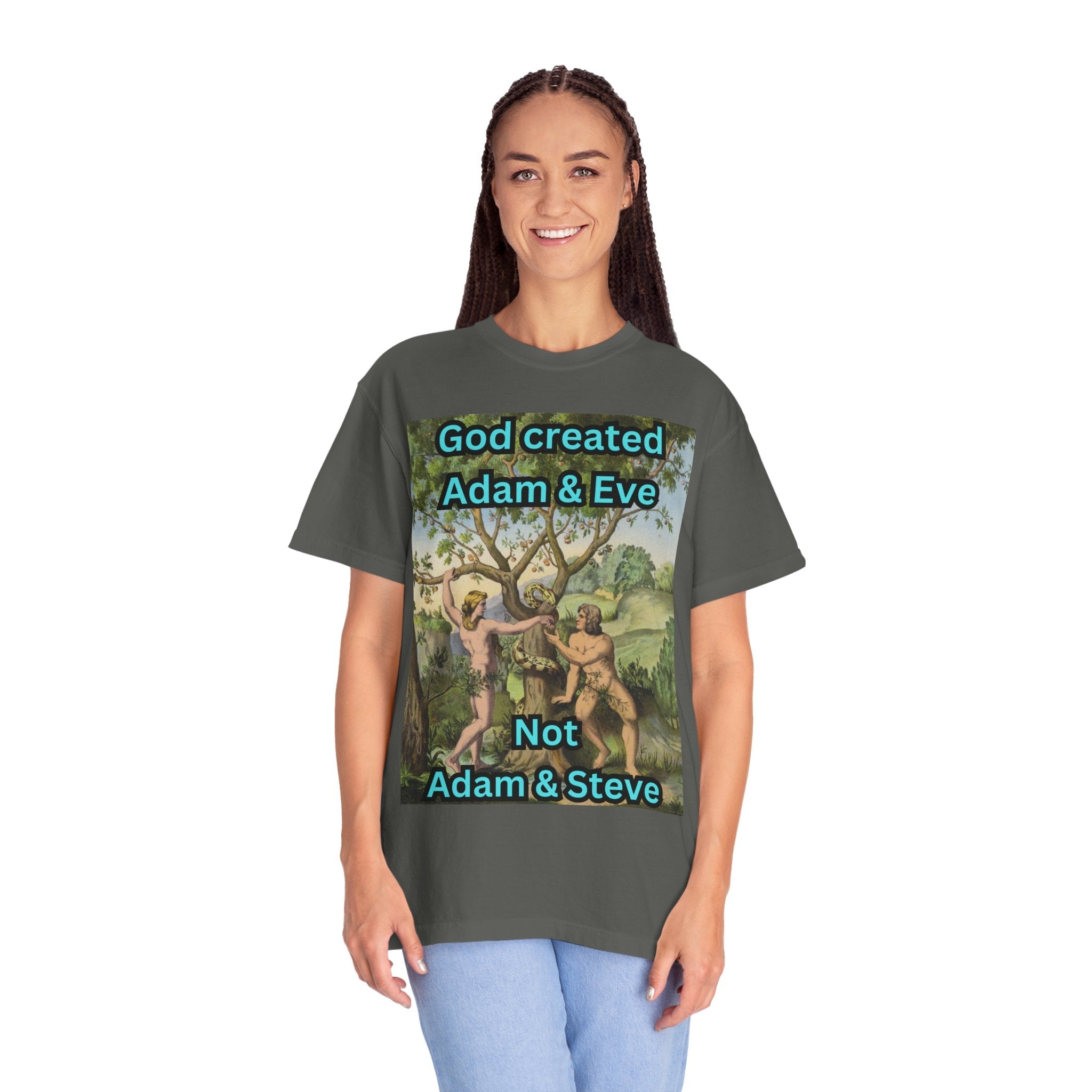 God Created Adam and Eve T-Shirt – Biblical Truth Christian Tee for Bold Faith Printify